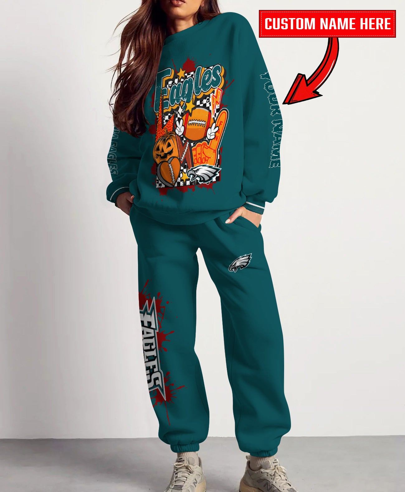 Philadelphia Eagles Halloween Collection Unisex Sweatshirt And Sweatpants Set AZCASP000012Team Color