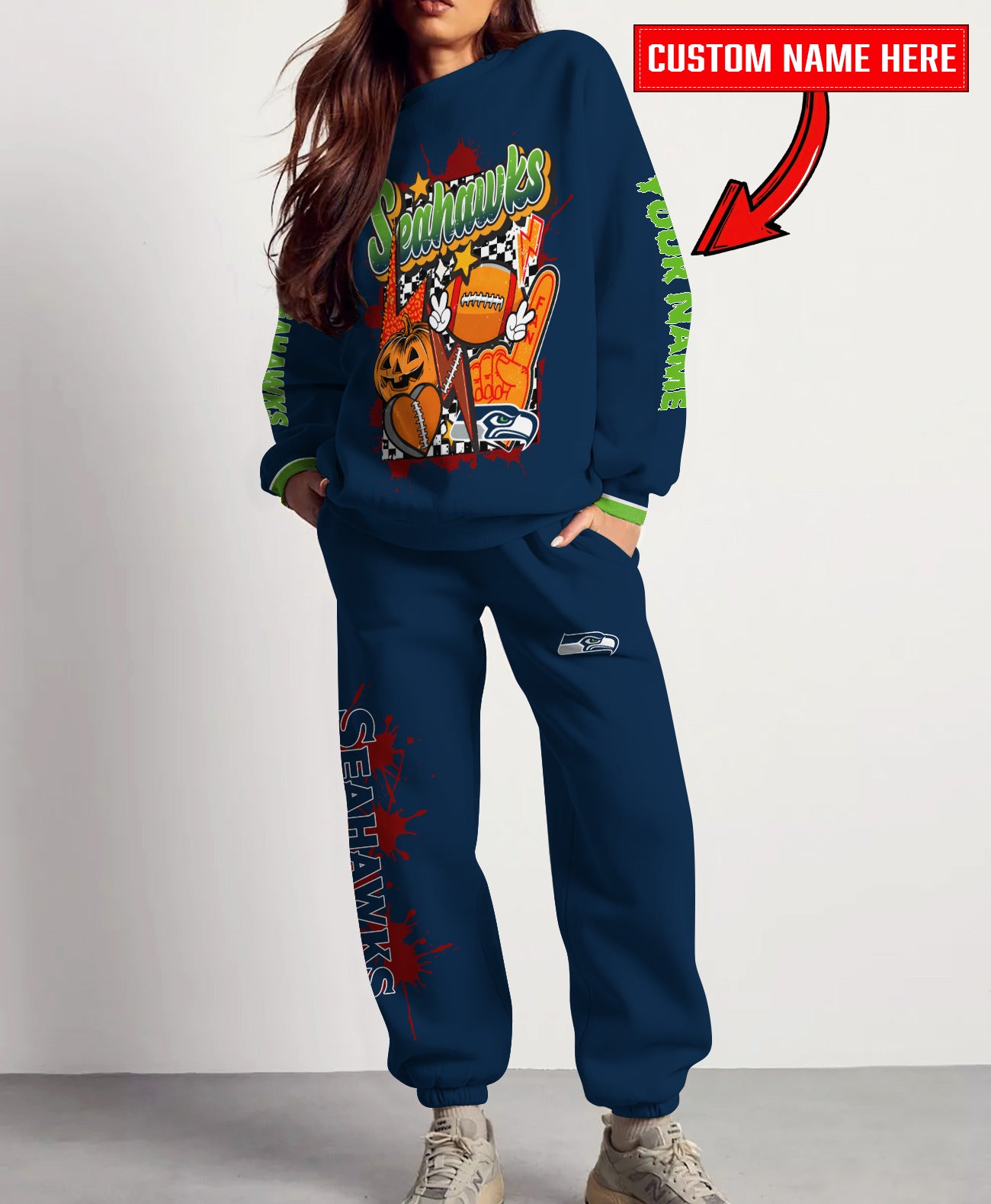 Seattle Seahawks Halloween Collection Unisex Sweatshirt And Sweatpants Set AZCASP000014Team Color