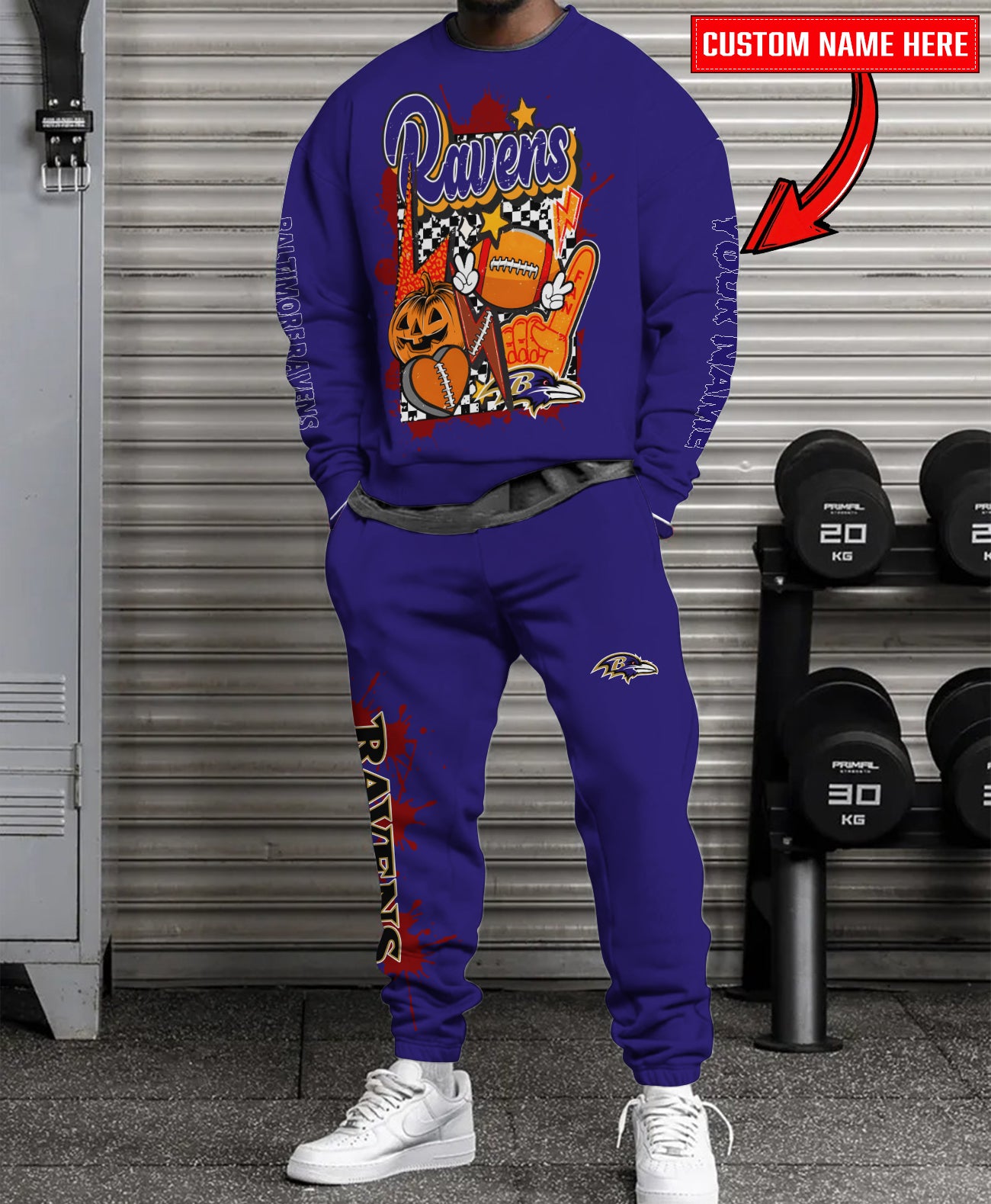 Baltimore Ravens Halloween Collection Unisex Sweatshirt And Sweatpants Set AZCASP000017Team Color