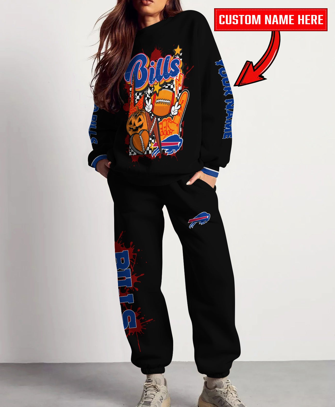 Buffalo Bills Halloween Collection Unisex Sweatshirt And Sweatpants Set AZCASP000018Black