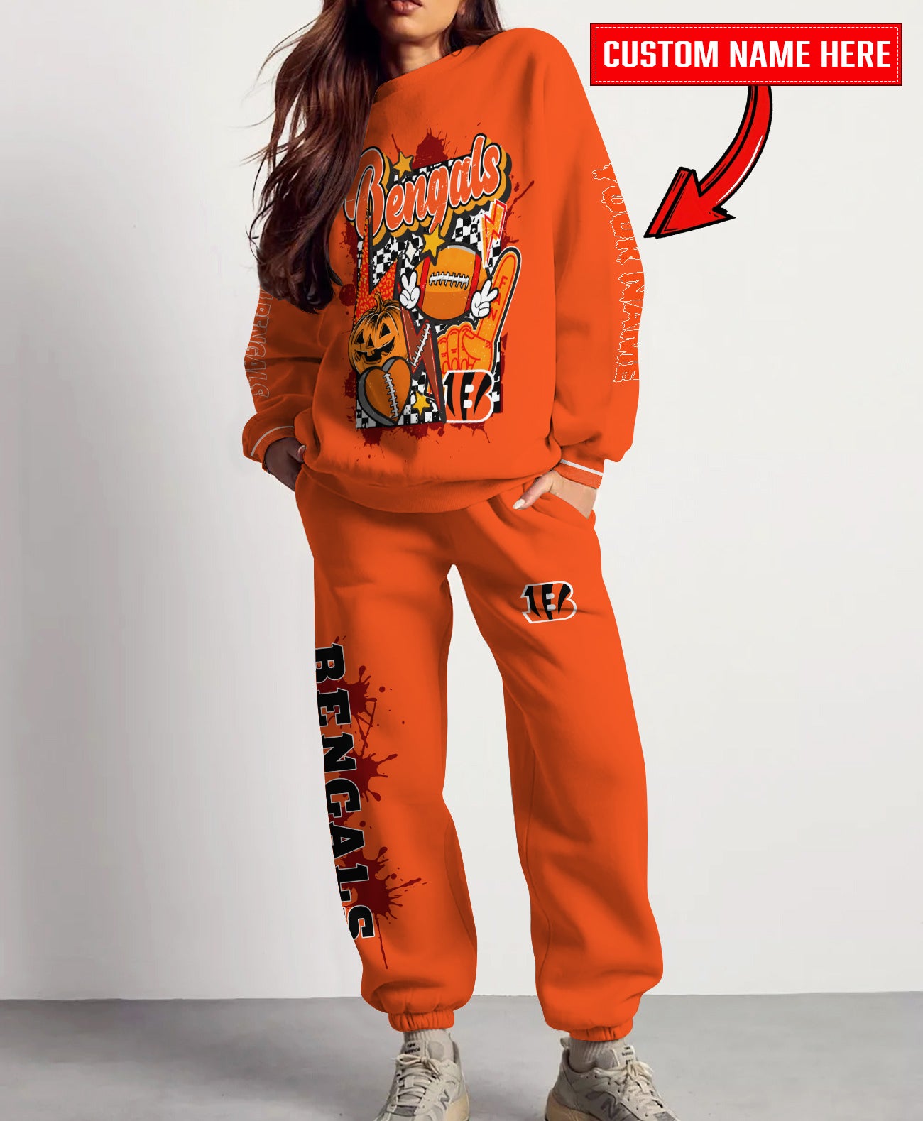 Cincinnati Bengals Halloween Collection Unisex Sweatshirt And Sweatpants Set AZCASP000019Team Color