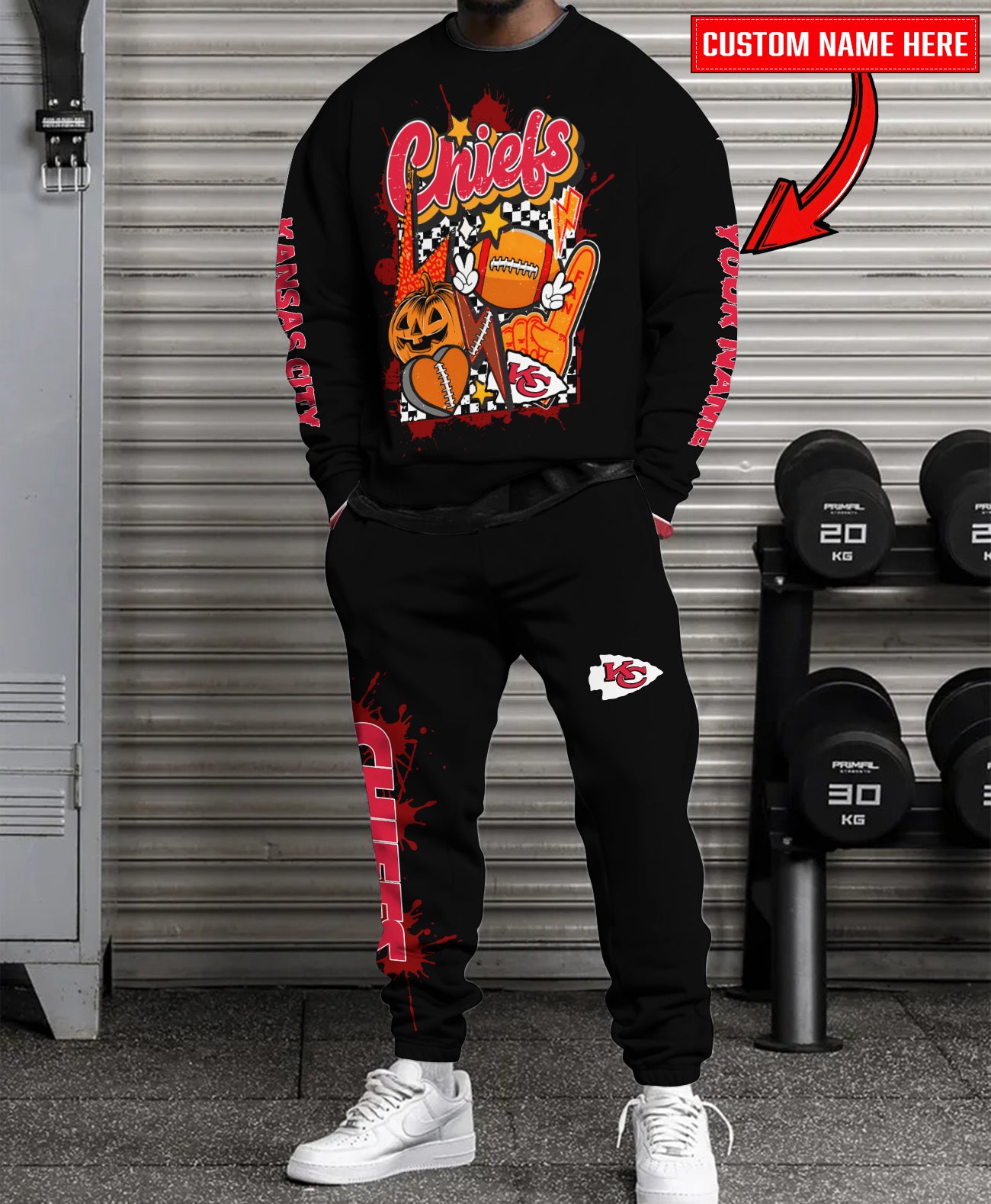 Kansas City Chiefs Halloween Collection Unisex Sweatshirt And Sweatpants Set AZCASP000025Black