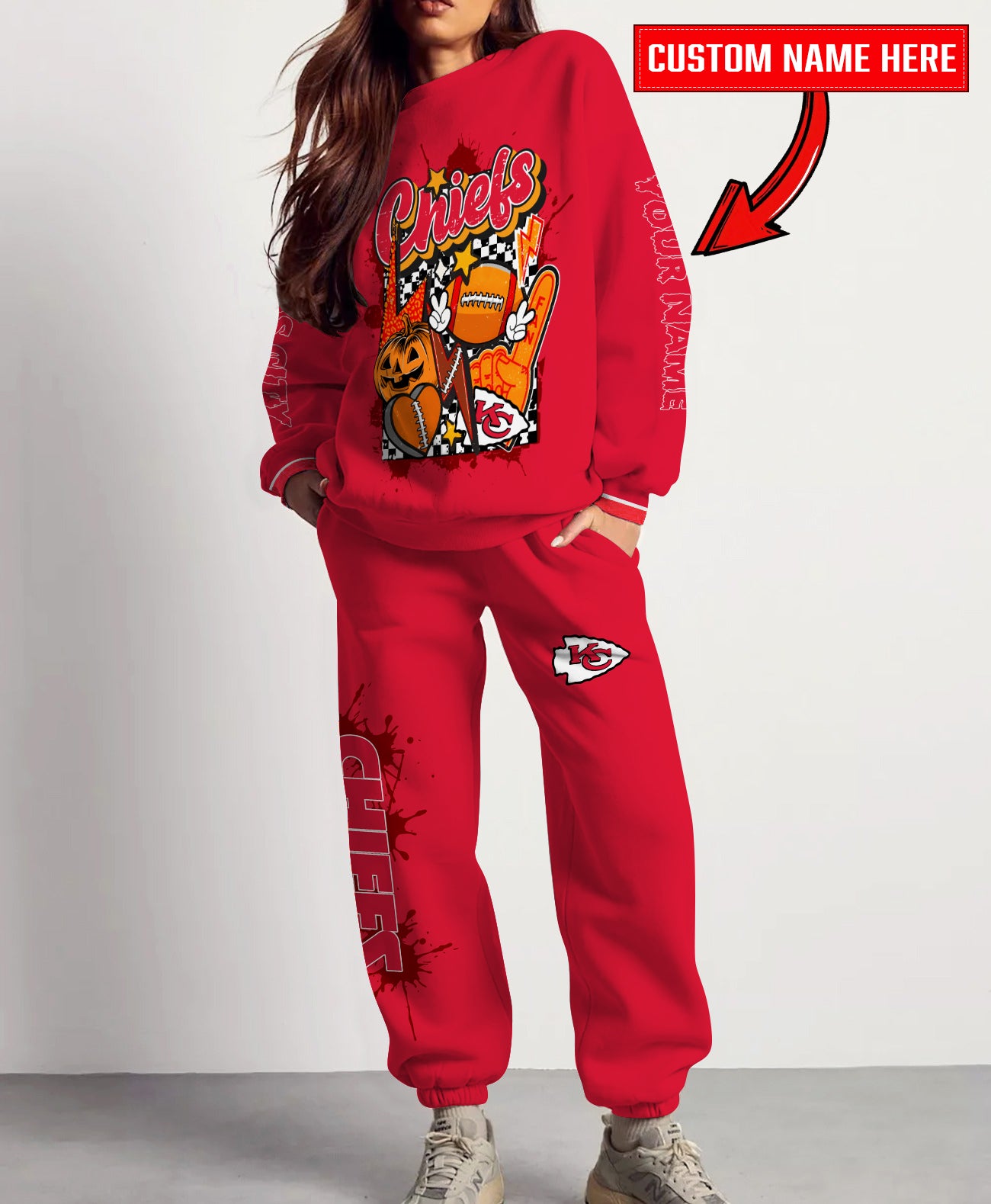 Kansas City Chiefs Halloween Collection Unisex Sweatshirt And Sweatpants Set AZCASP000025Team Color