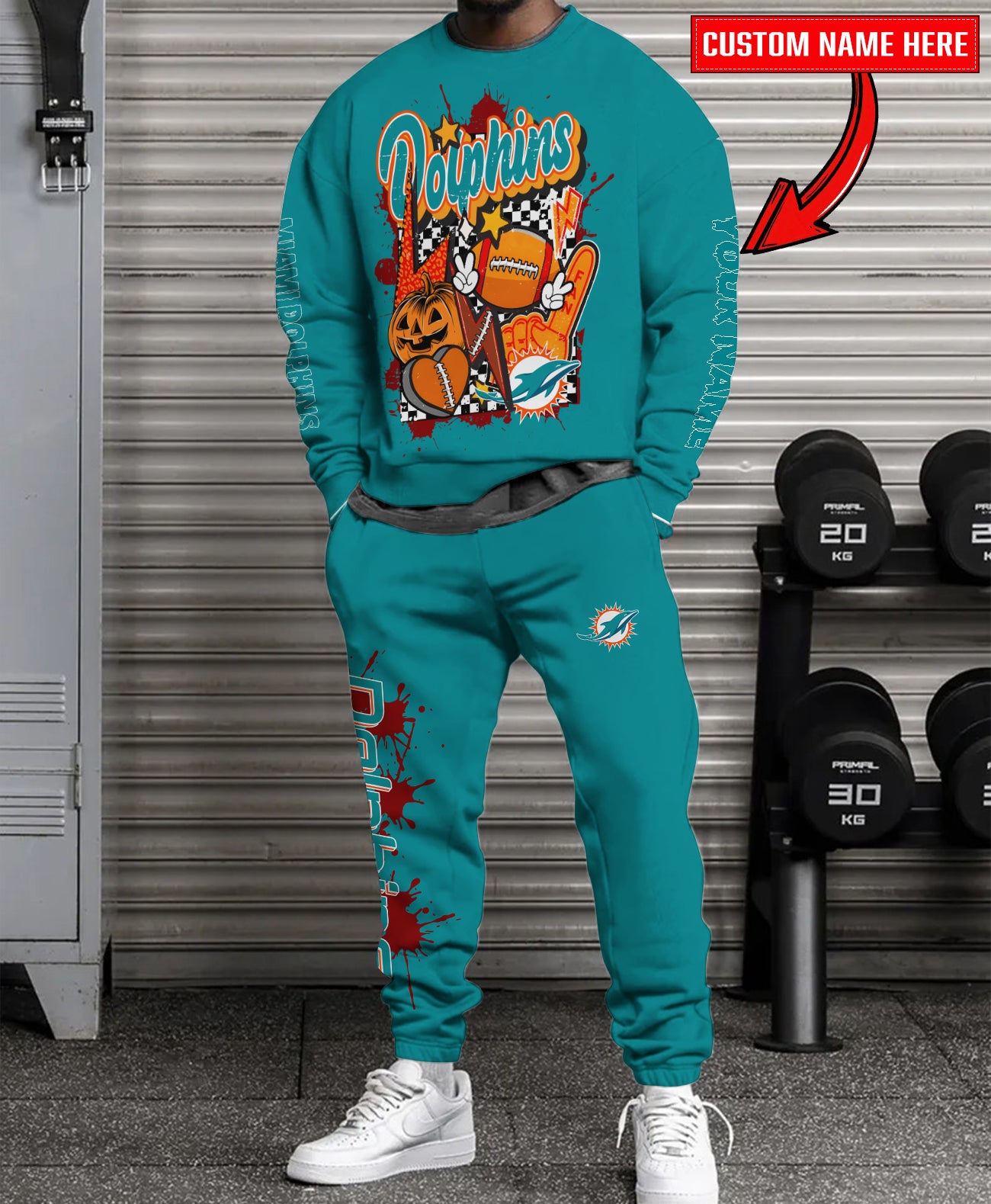 Miami Dolphins Halloween Collection Unisex Sweatshirt And Sweatpants Set AZCASP000028Team Color