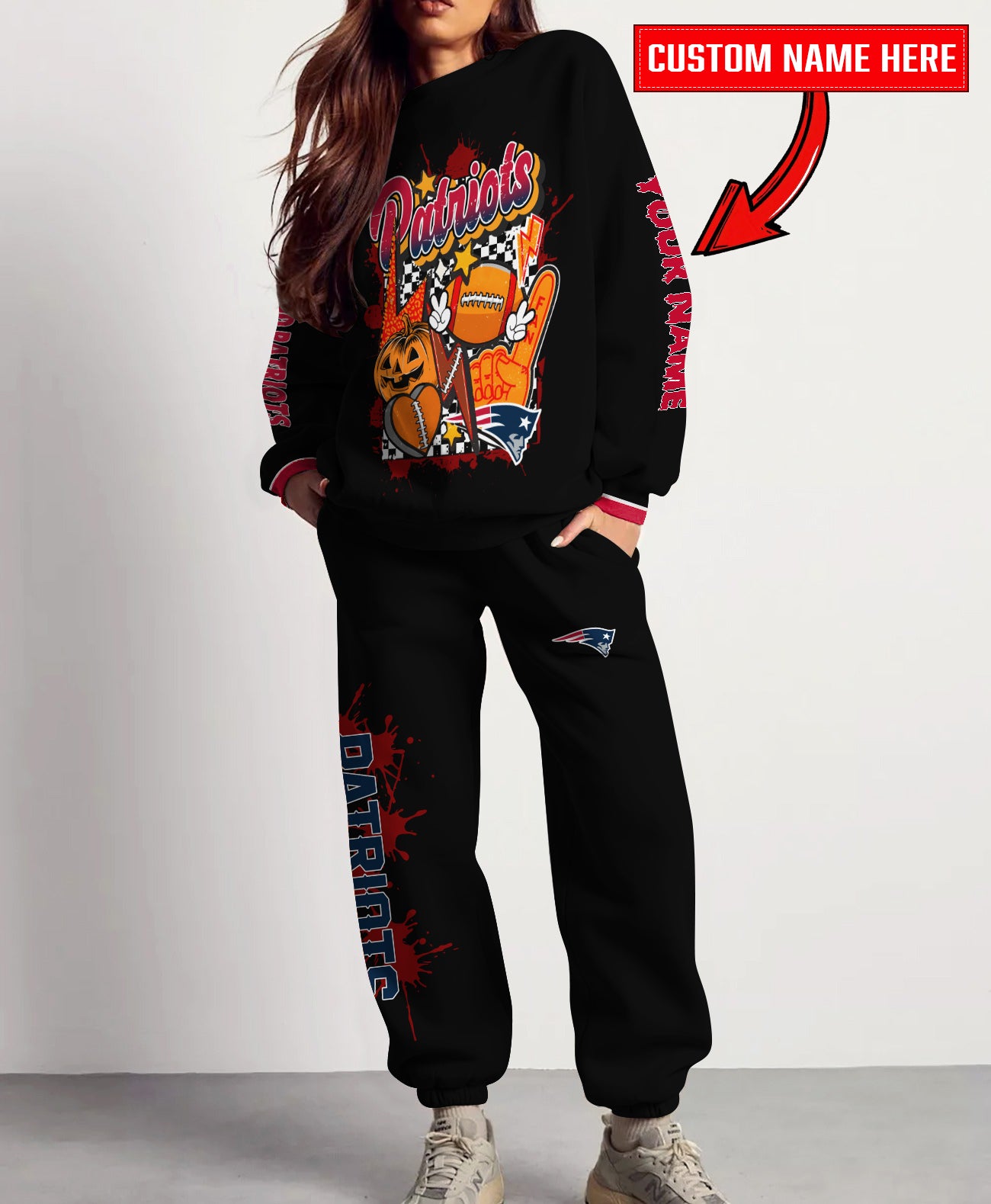 New England Patriots Halloween Collection Unisex Sweatshirt And Sweatpants Set AZCASP000029Black