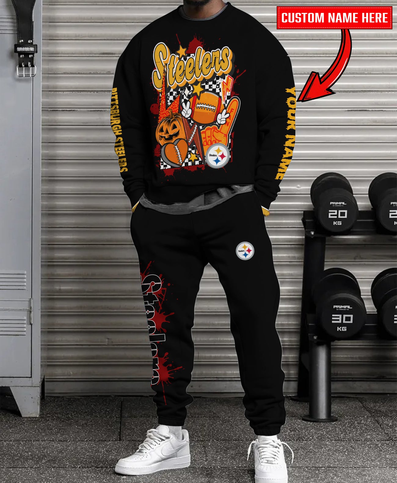 Pittsburgh Steelers Halloween Collection Unisex Sweatshirt And Sweatpants Set AZCASP000031Black