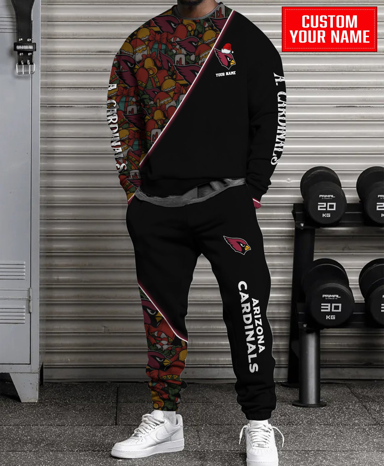 Arizona Cardinals Christmas Pattern Unisex Combo Sweatshirt And Sweatpants AZCASP000065Black