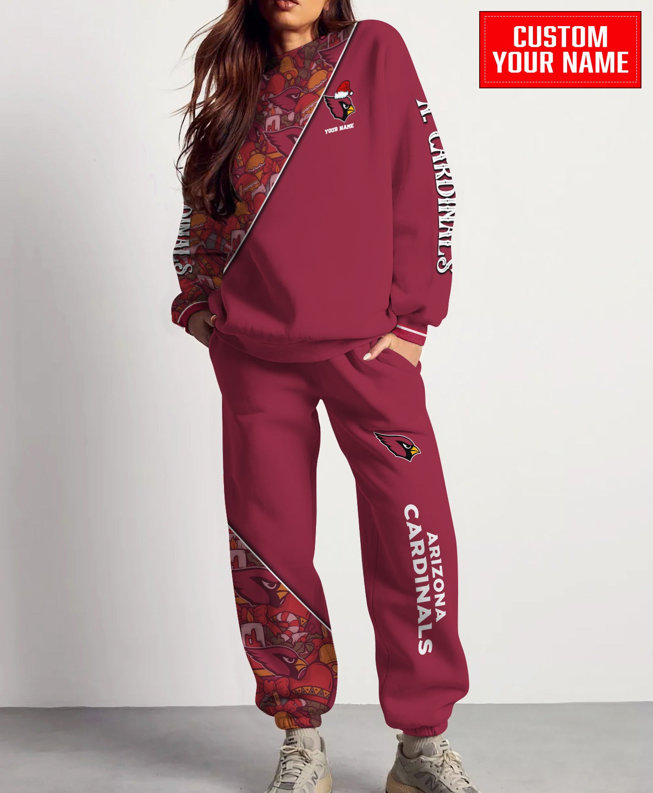 Arizona Cardinals Christmas Pattern Unisex Combo Sweatshirt And Sweatpants AZCASP000065TeamColor