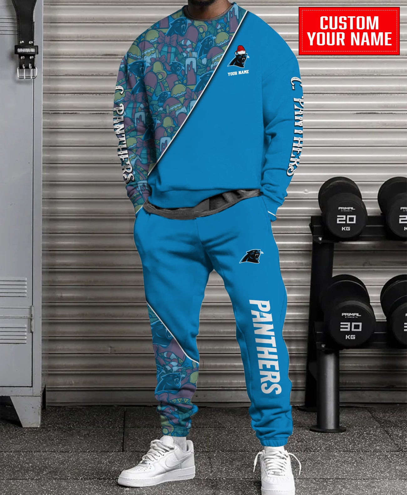 Carolina Panthers Christmas Pattern Unisex Combo Sweatshirt And Sweatpants AZCASP000067TeamColor
