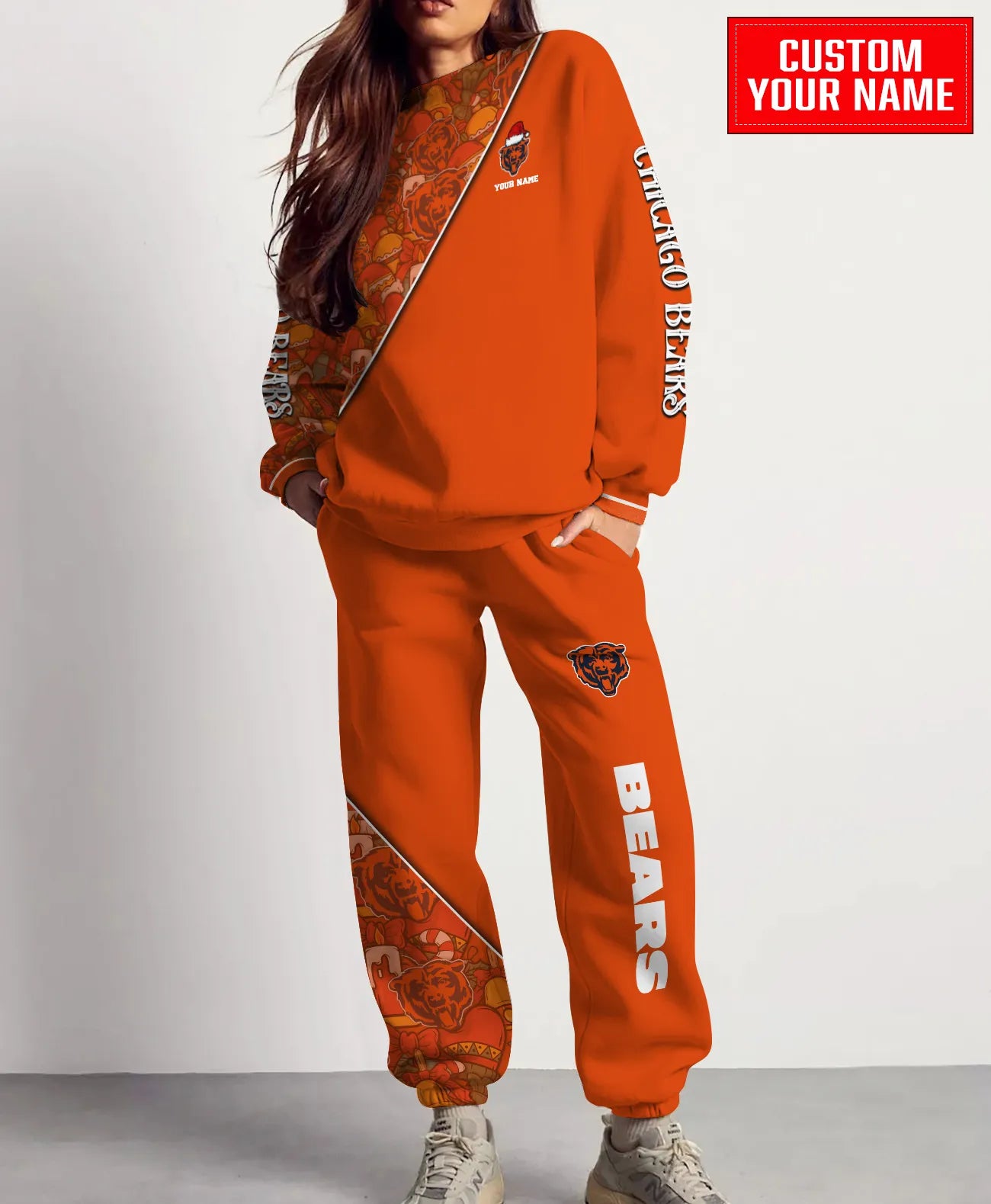 Chicago Bears Christmas Pattern Unisex Combo Sweatshirt And Sweatpants AZCASP000068TeamColor