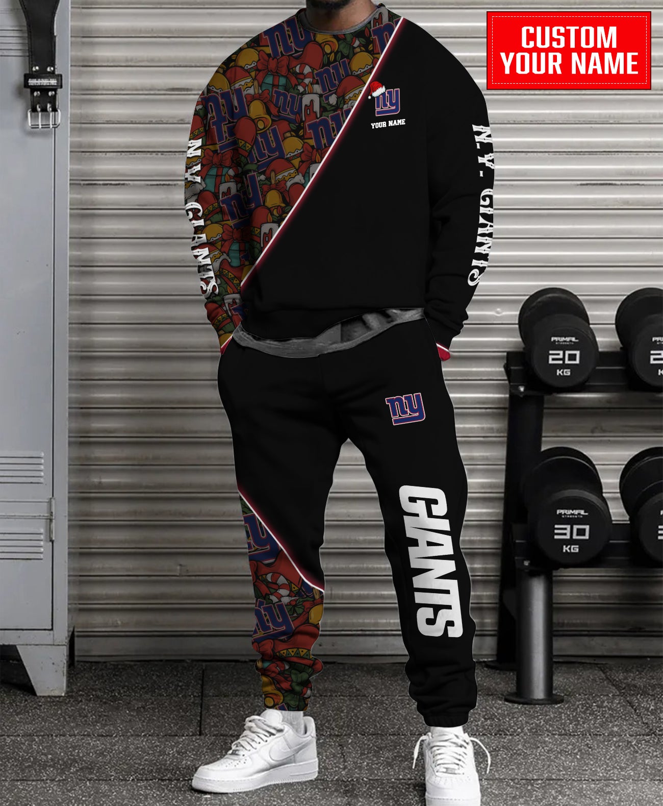 New York Giants Christmas Pattern Unisex Combo Sweatshirt And Sweatpants AZCASP000075Black