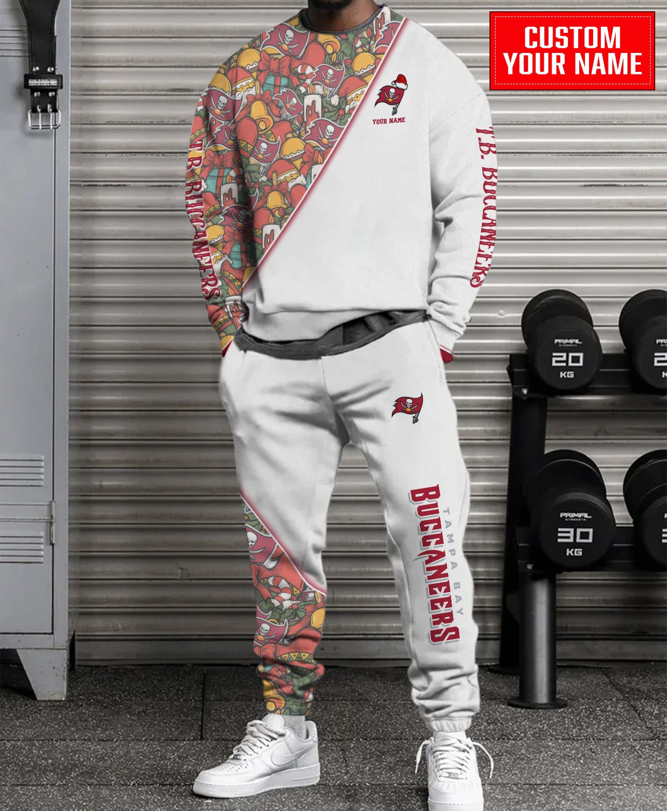 Tampa Bay Buccaneers Christmas Pattern Unisex Combo Sweatshirt And Sweatpants AZCASP000079White