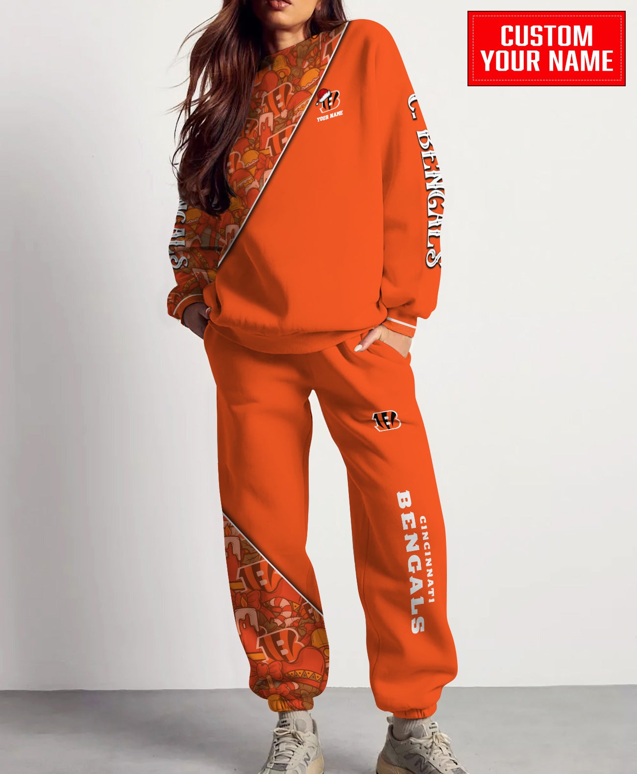 Cincinnati Bengals Christmas Pattern Unisex Combo Sweatshirt And Sweatpants AZCASP000083TeamColor