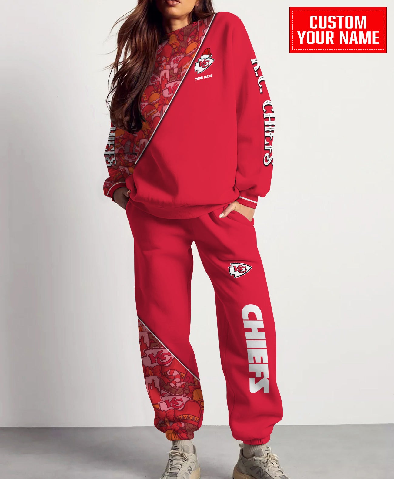 Kansas City Chiefs Christmas Pattern Unisex Combo Sweatshirt And Sweatpants AZCASP000089TeamColor