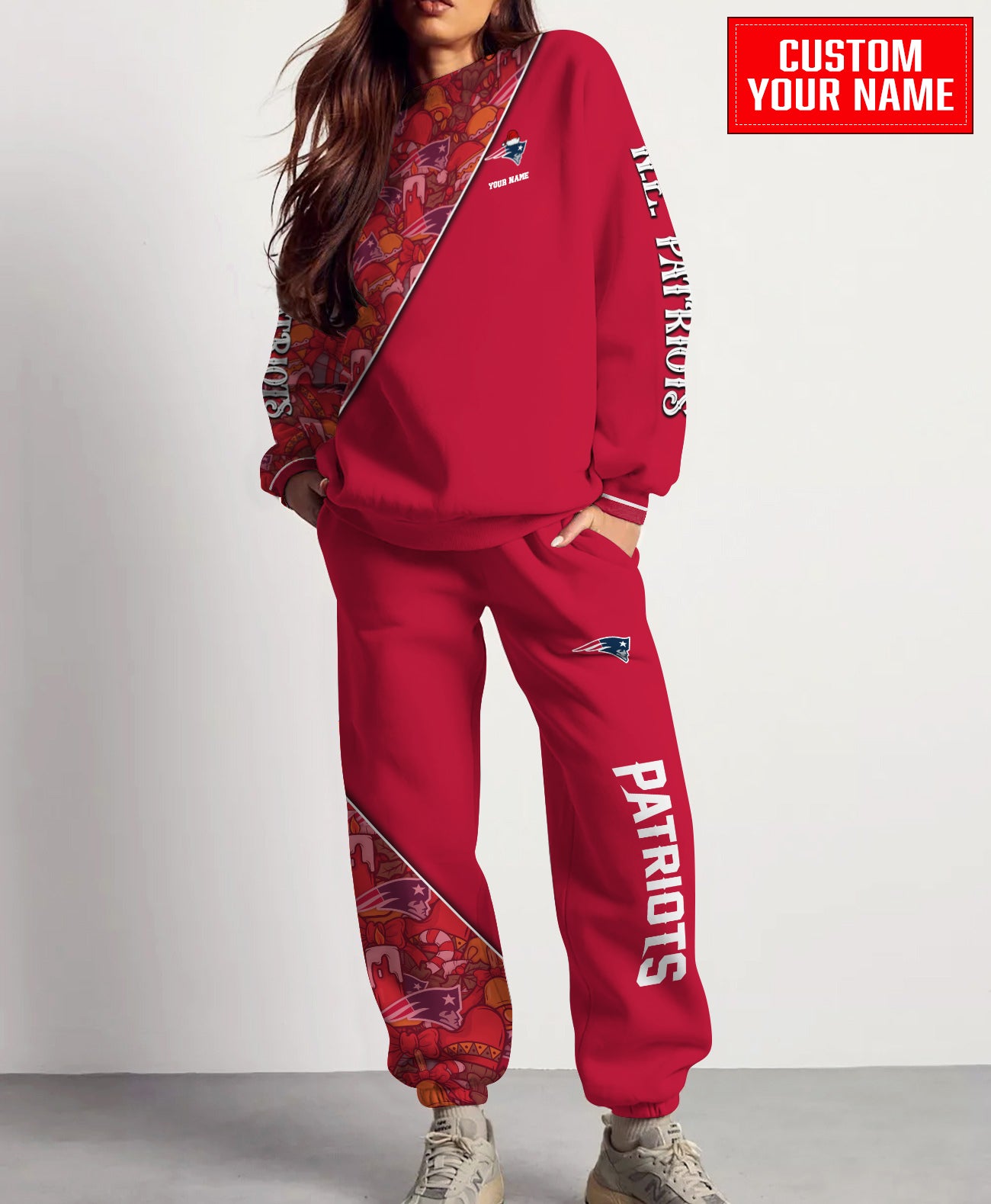 New England Patriots Christmas Pattern Unisex Combo Sweatshirt And Sweatpants AZCASP000093TeamColor