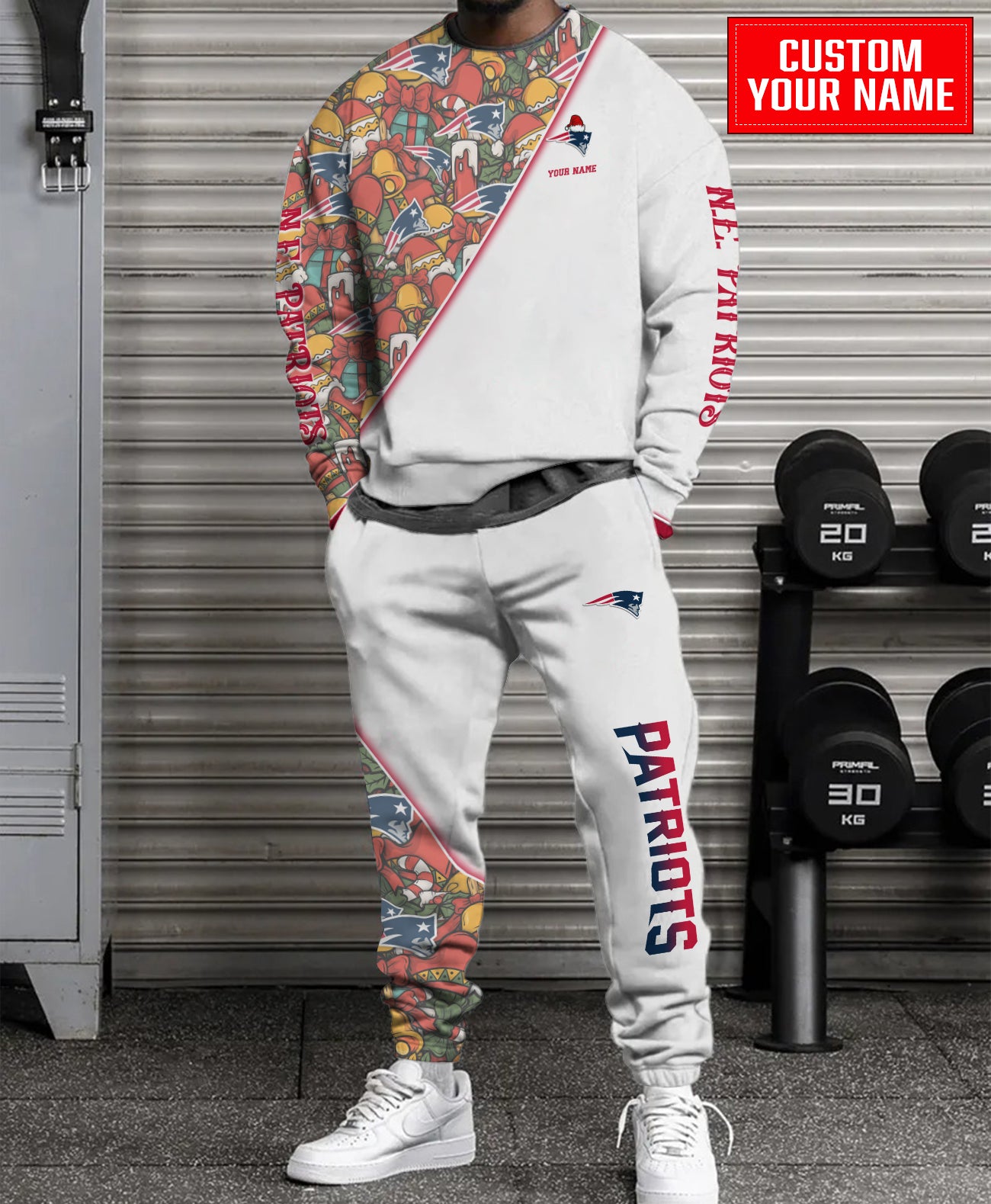 New England Patriots Christmas Pattern Unisex Combo Sweatshirt And Sweatpants AZCASP000093White