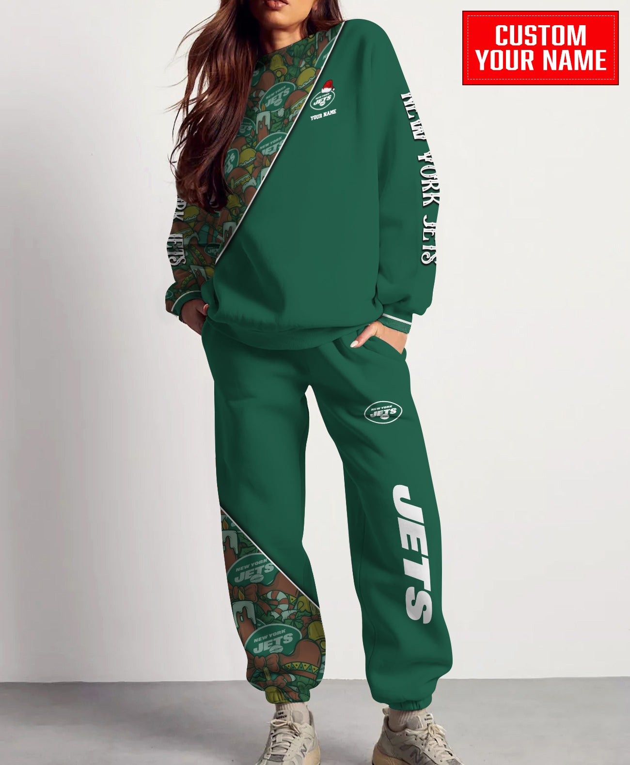 New York Jets Christmas Pattern Unisex Combo Sweatshirt And Sweatpants AZCASP000094TeamColor