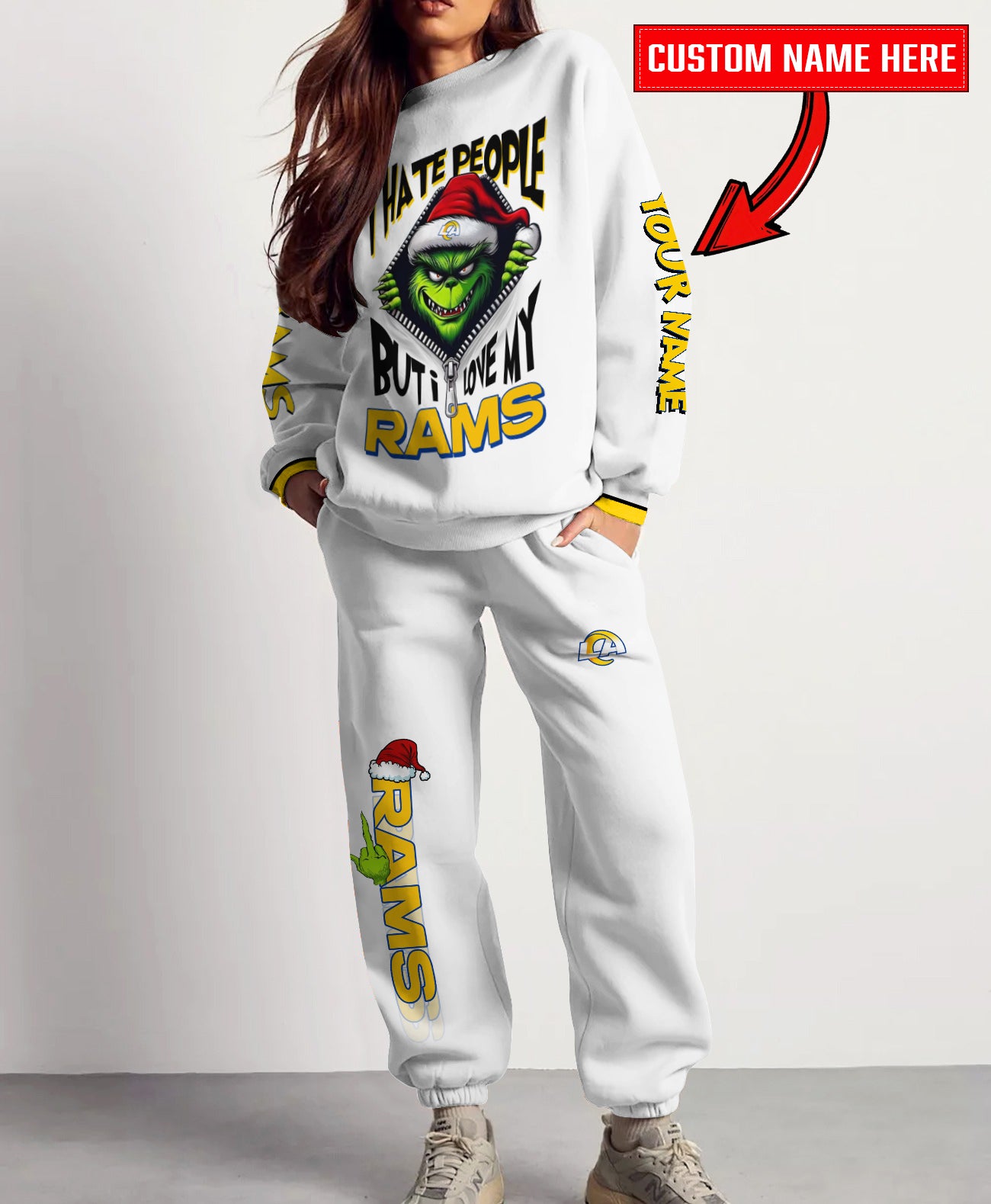 Los Angeles Rams Combo Unisex Sweatshirt And Sweatpants Christmas Collection AZCASP000104White