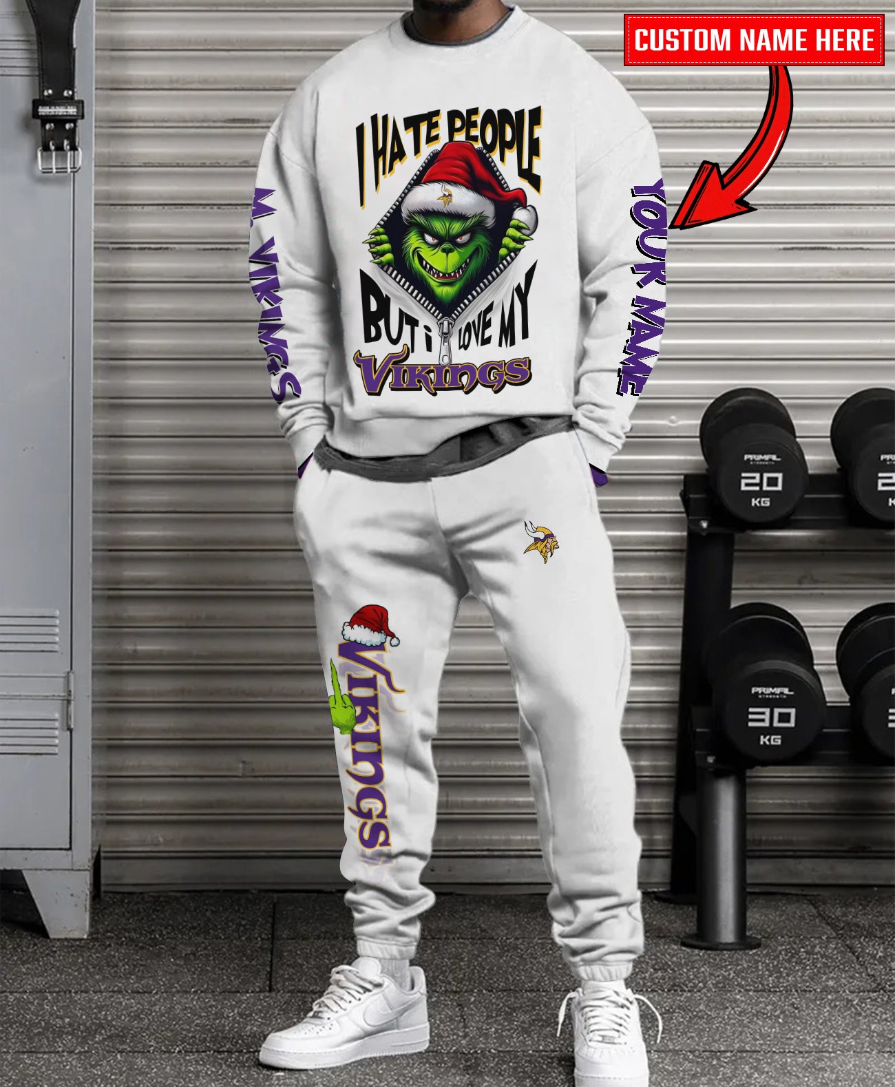 Minnesota Vikings Combo Unisex Sweatshirt And Sweatpants Christmas Collection AZCASP000105White