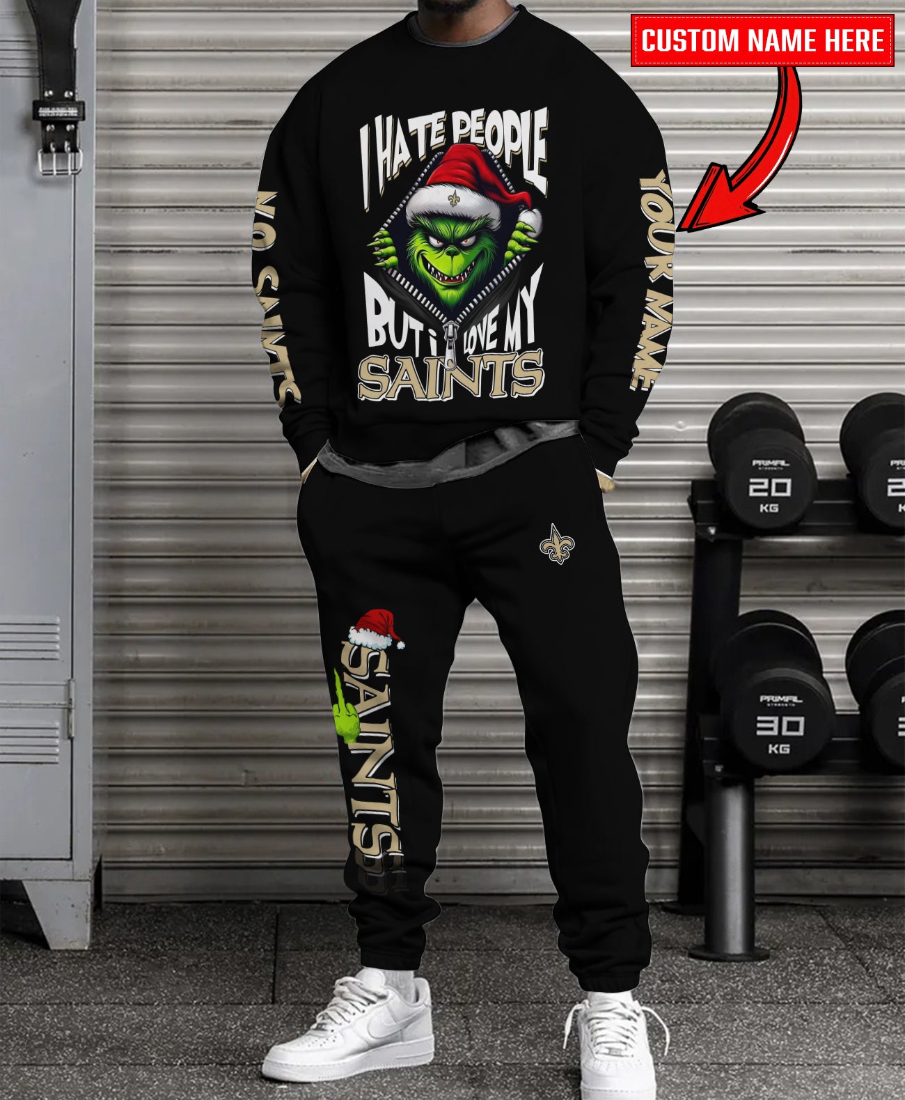 New Orleans Saints Combo Unisex Sweatshirt And Sweatpants Christmas Collection AZCASP000106Black