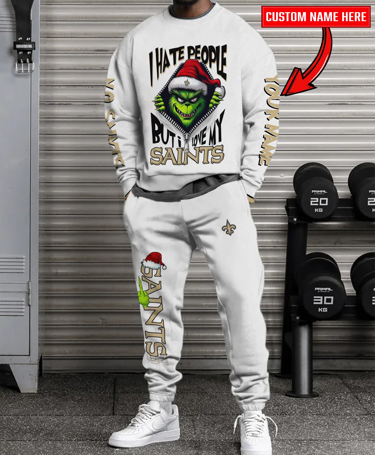 New Orleans Saints Combo Unisex Sweatshirt And Sweatpants Christmas Collection AZCASP000106White