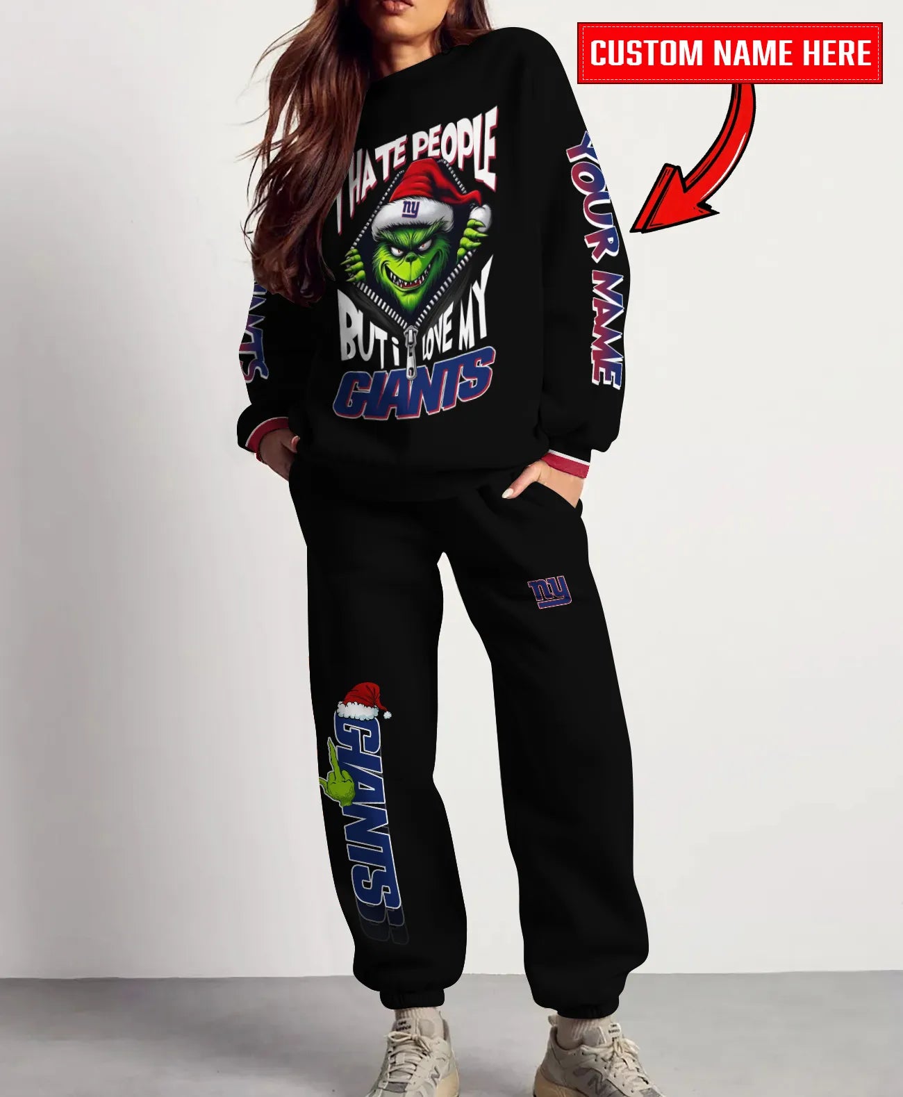 New York Giants Combo Unisex Sweatshirt And Sweatpants Christmas Collection AZCASP000107Black