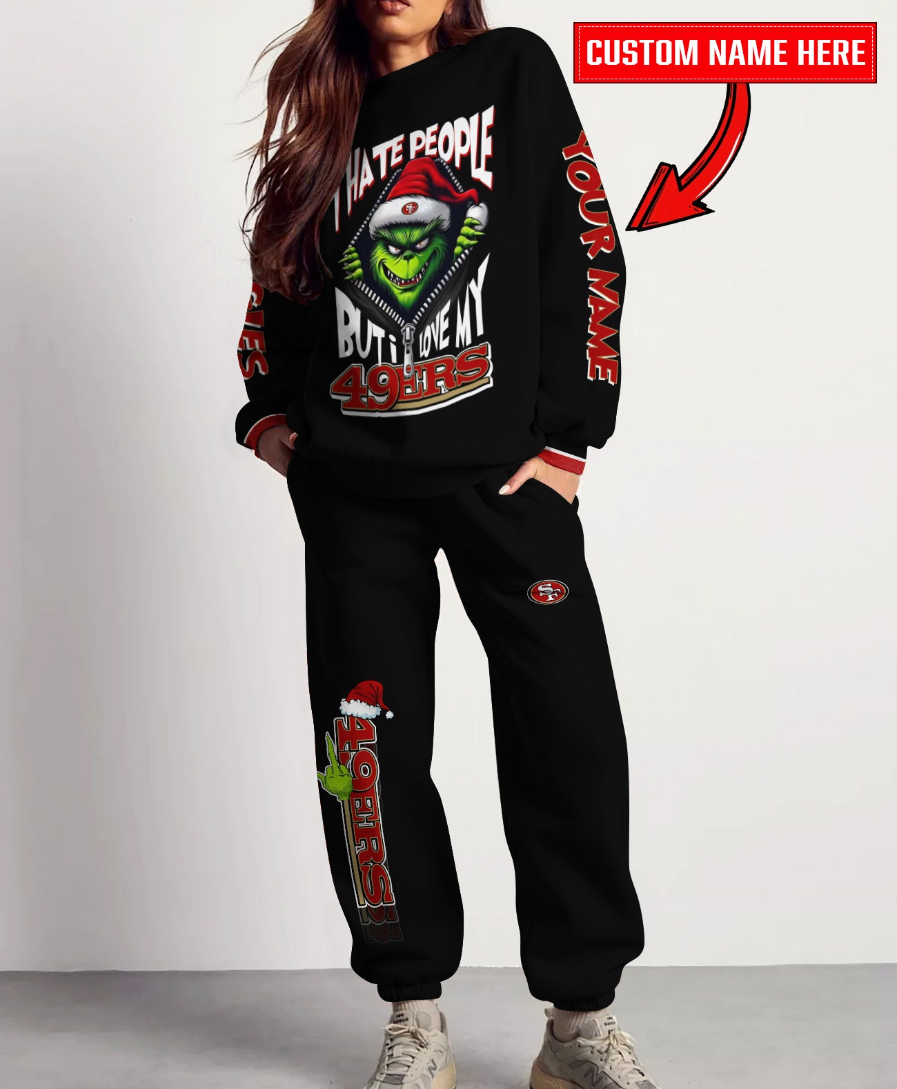 San Francisco 49ers Combo Unisex Sweatshirt And Sweatpants Christmas Collection AZCASP000109Black