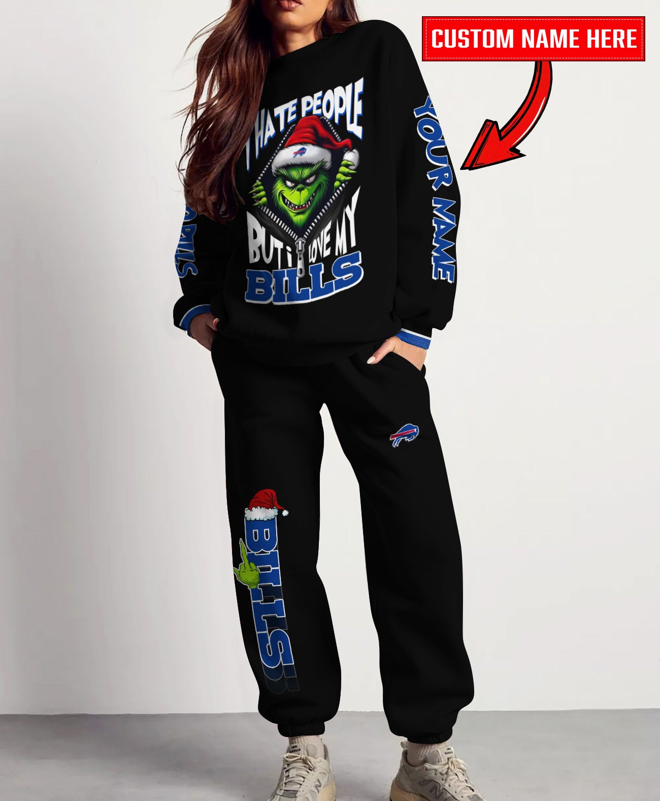 Buffalo Bills Combo Unisex Sweatshirt And Sweatpants Christmas Collection AZCASP000114Black