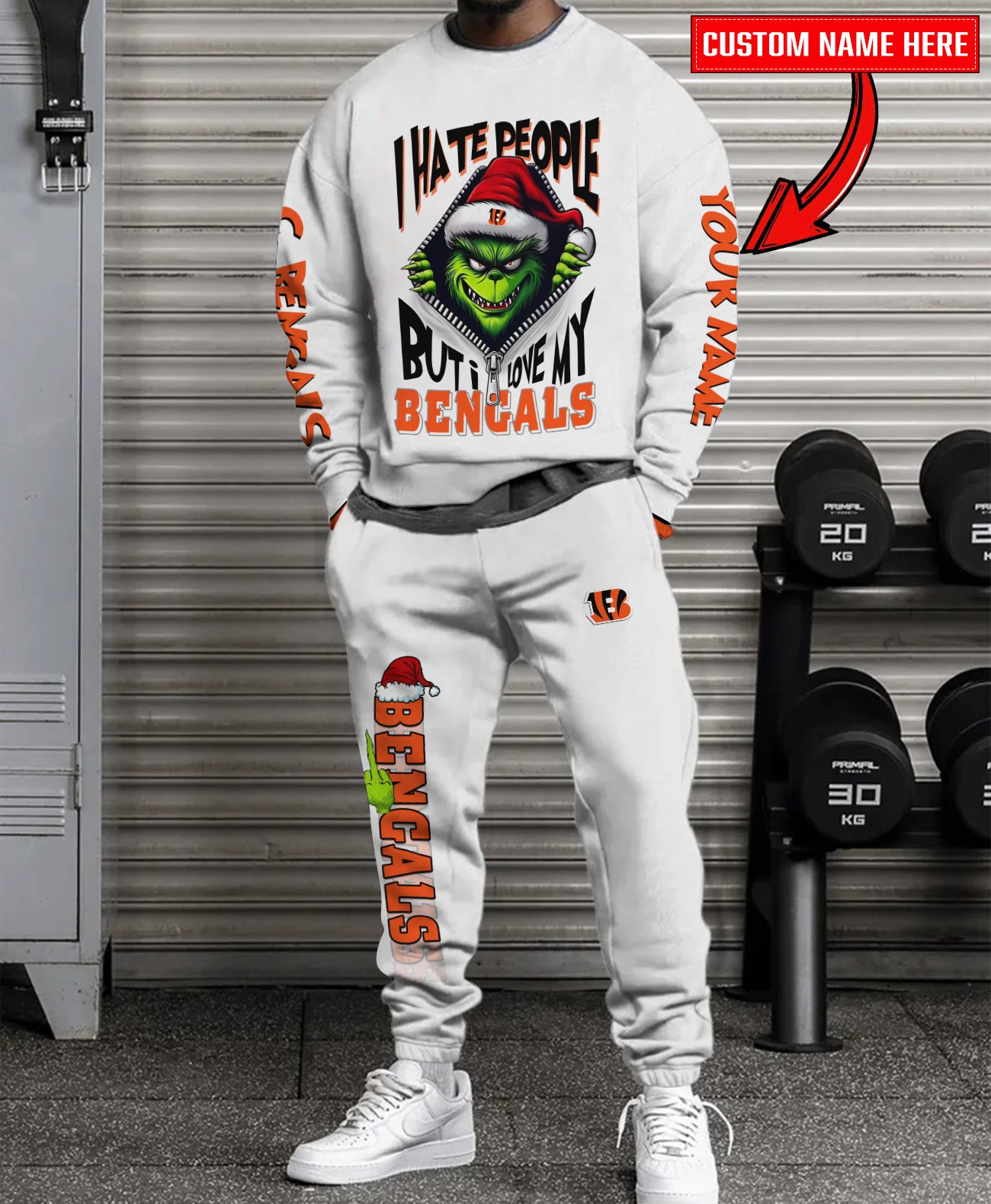 Cincinnati Bengals Combo Unisex Sweatshirt And Sweatpants Christmas Collection AZCASP000115White