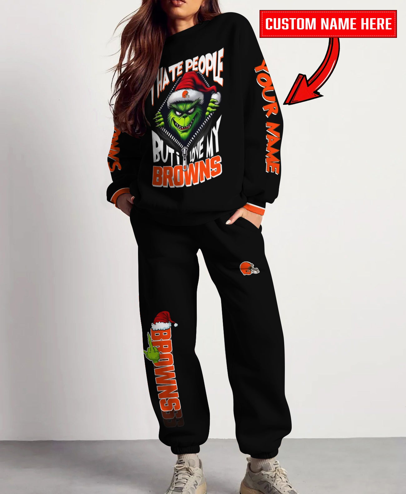 Cleveland Browns Combo Unisex Sweatshirt And Sweatpants Christmas Collection AZCASP000116Black