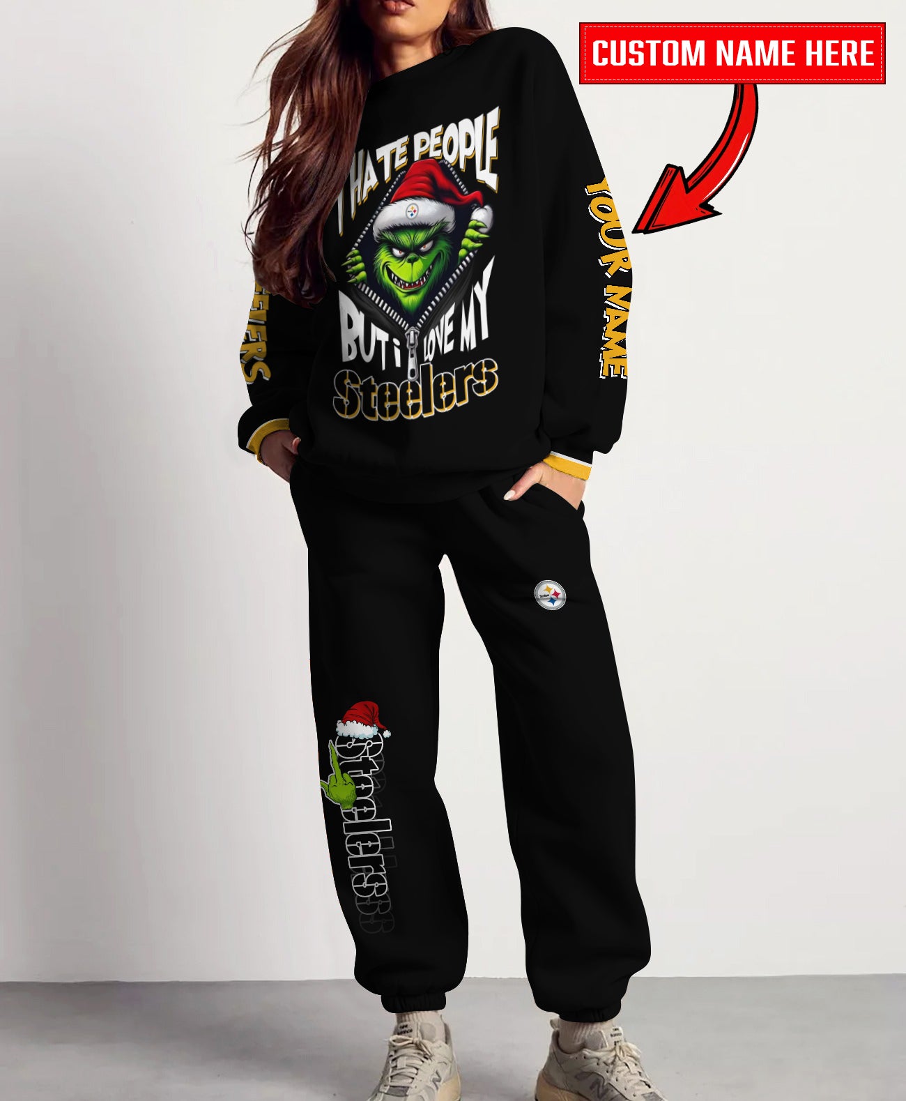 Pittsburgh Steelers Combo Unisex Sweatshirt And Sweatpants Christmas Collection AZCASP000127Black