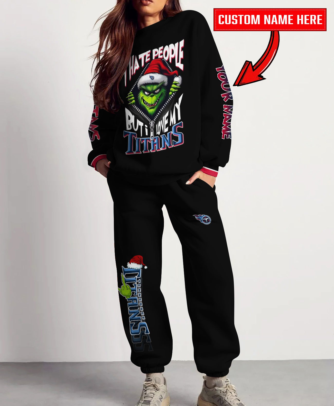 Tennessee Titans Combo Unisex Sweatshirt And Sweatpants Christmas Collection AZCASP000128Black