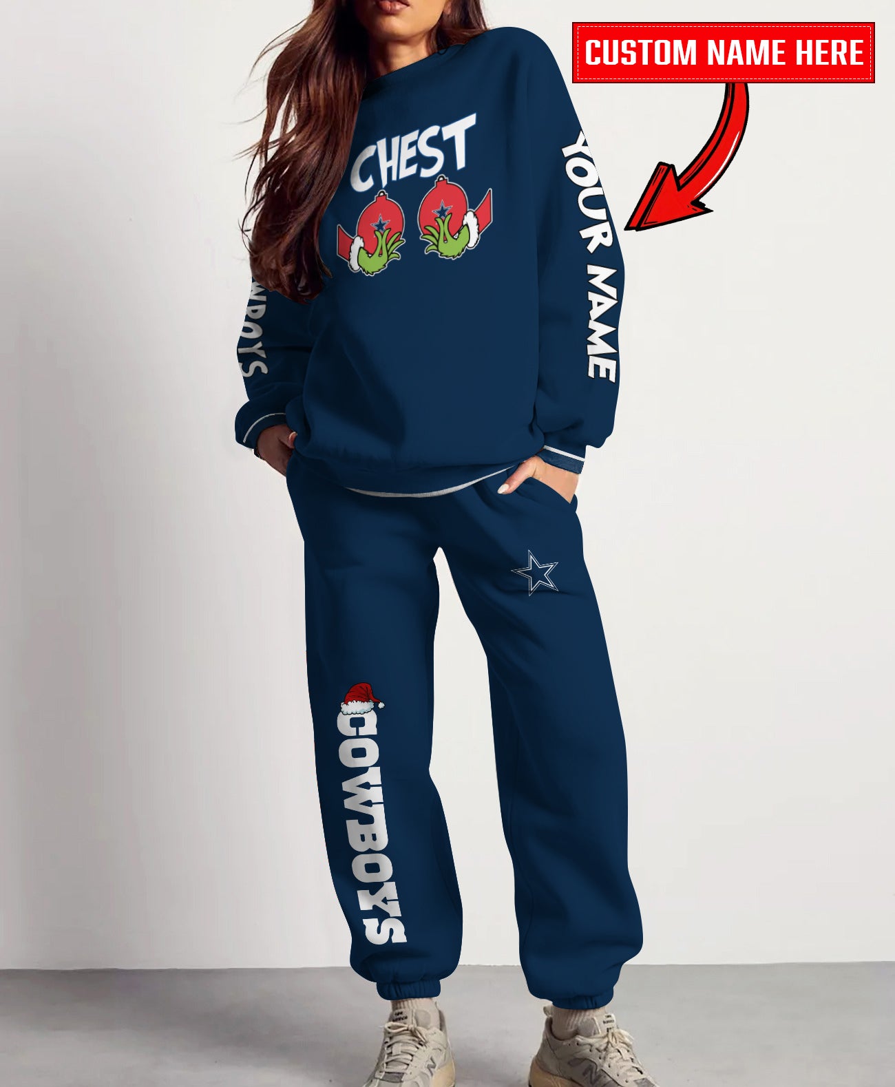 Dallas Cowboys Chest – Nuts Combo Sweatshirt And Sweatpants Christmas Collection AZCASP000133TeamColor