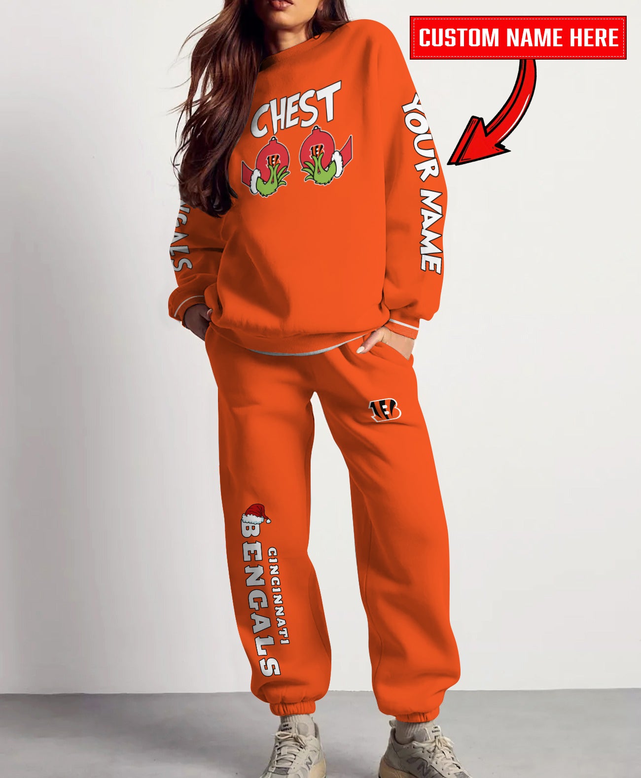 Cincinnati Bengals Chest – Nuts Combo Sweatshirt And Sweatpants Christmas Collection AZCASP000147TeamColor