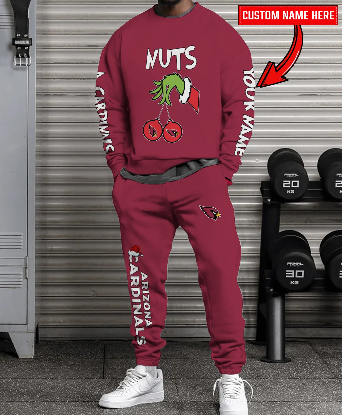 Arizona Cardinals Chest – Nuts Combo Sweatshirt And Sweatpants Christmas Collection AZCASP000161TeamColor