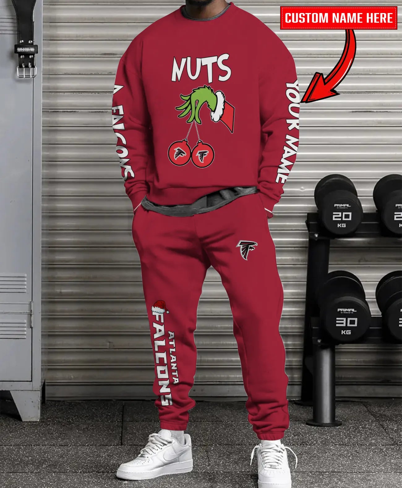 Atlanta Falcons Chest – Nuts Combo Sweatshirt And Sweatpants Christmas Collection AZCASP000162TeamColor