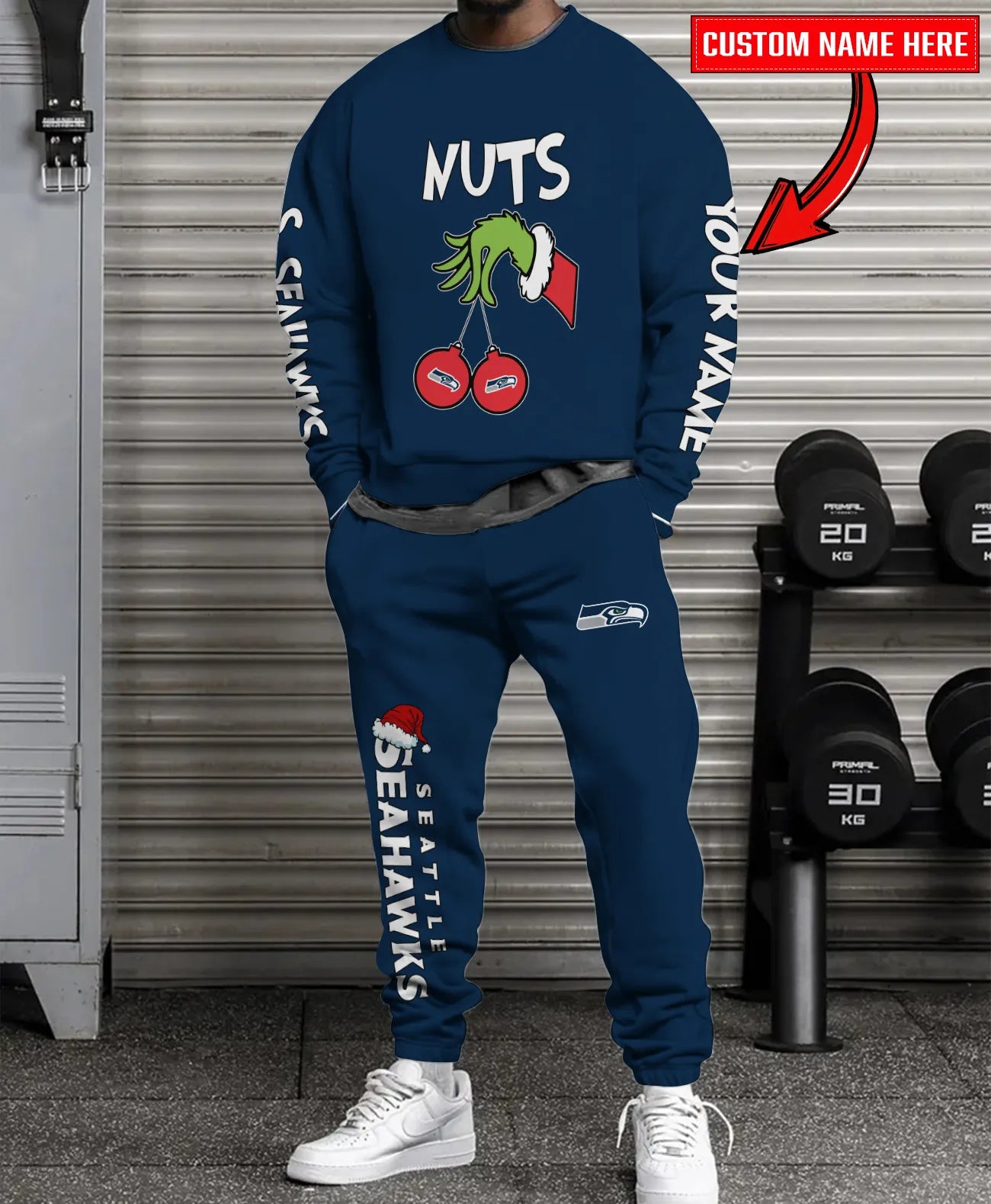 Seattle Seahawks Chest – Nuts Combo Sweatshirt And Sweatpants Christmas Collection AZCASP000174TeamColor