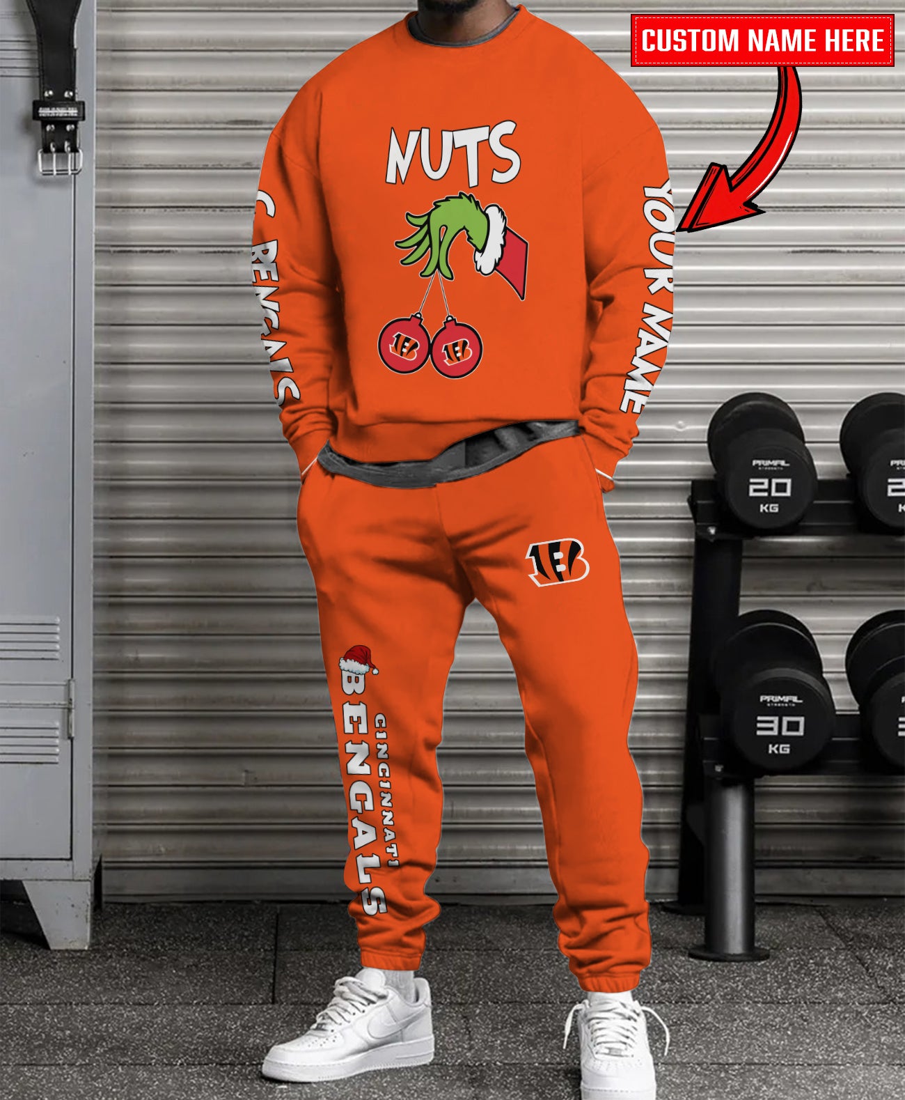 Cincinnati Bengals Chest – Nuts Combo Sweatshirt And Sweatpants Christmas Collection AZCASP000179TeamColor