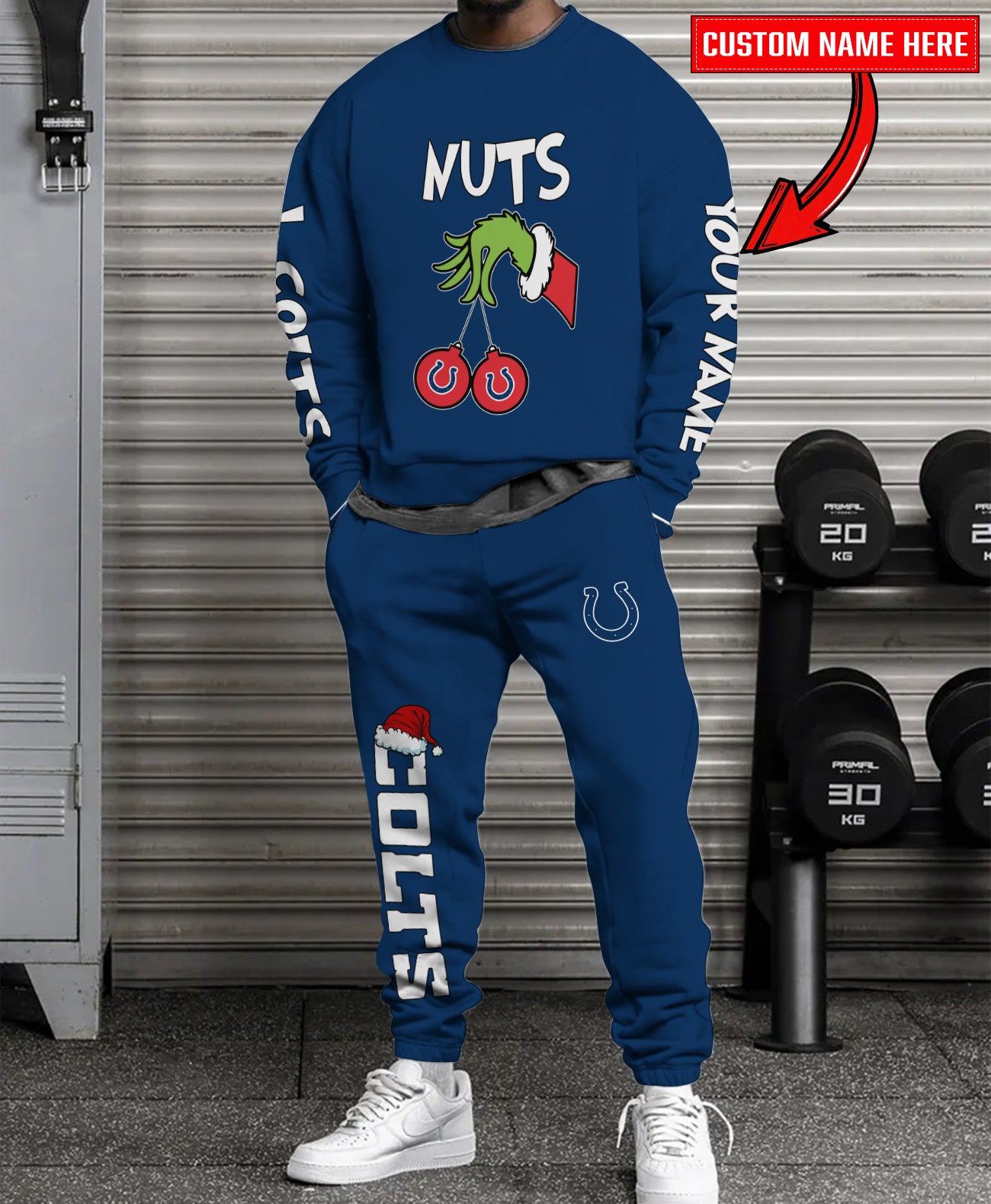 Indianapolis Colts Chest – Nuts Combo Sweatshirt And Sweatpants Christmas Collection AZCASP000183TeamColor