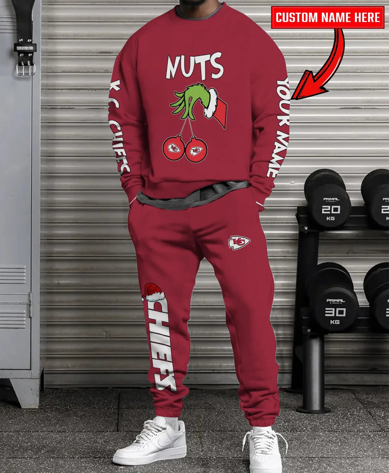 Kansas City Chiefs Chest – Nuts Combo Sweatshirt And Sweatpants Christmas Collection AZCASP000185TeamColor