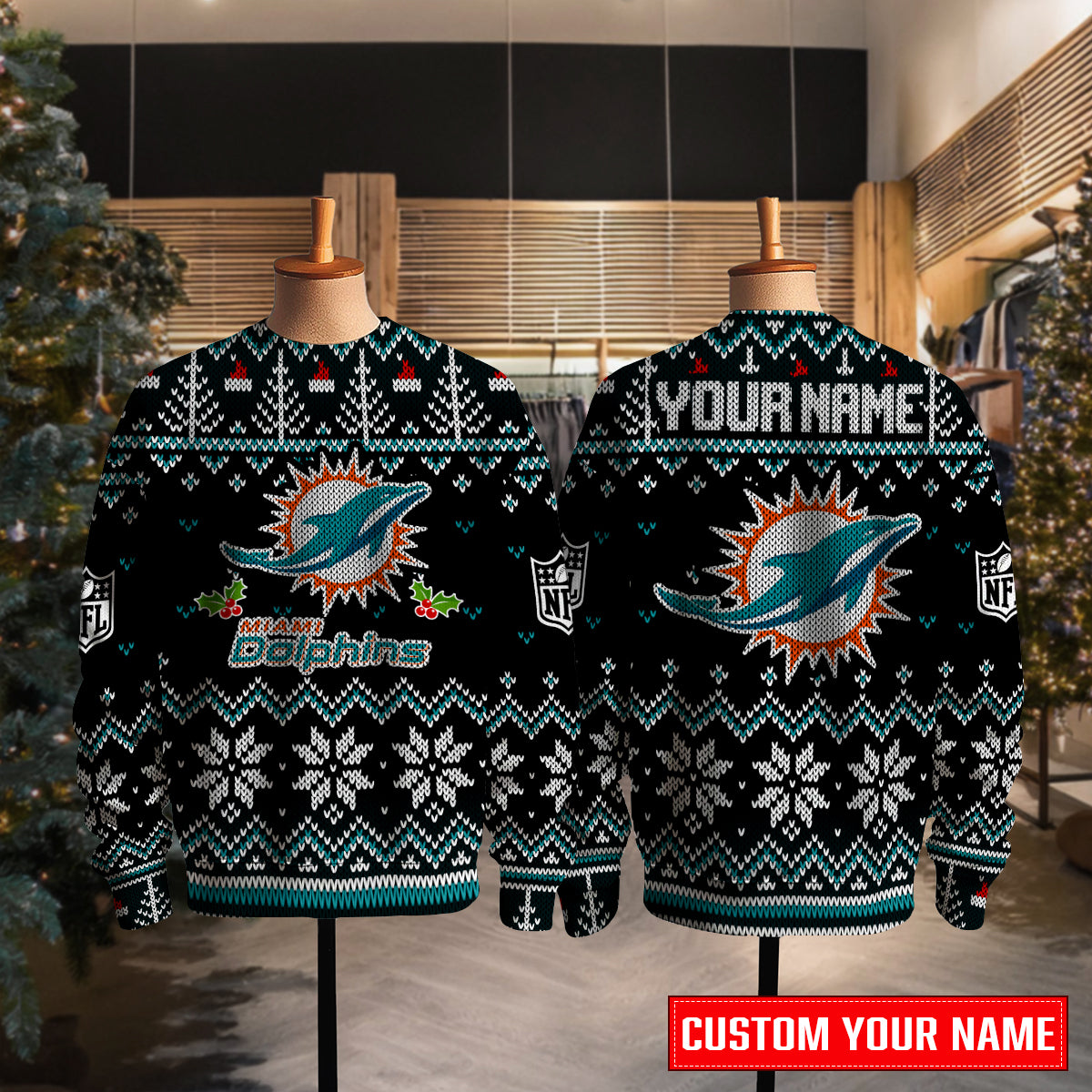 Miami Dolphins Premium Ugly Christmas Sweater Special Edition AZCAUSW000092