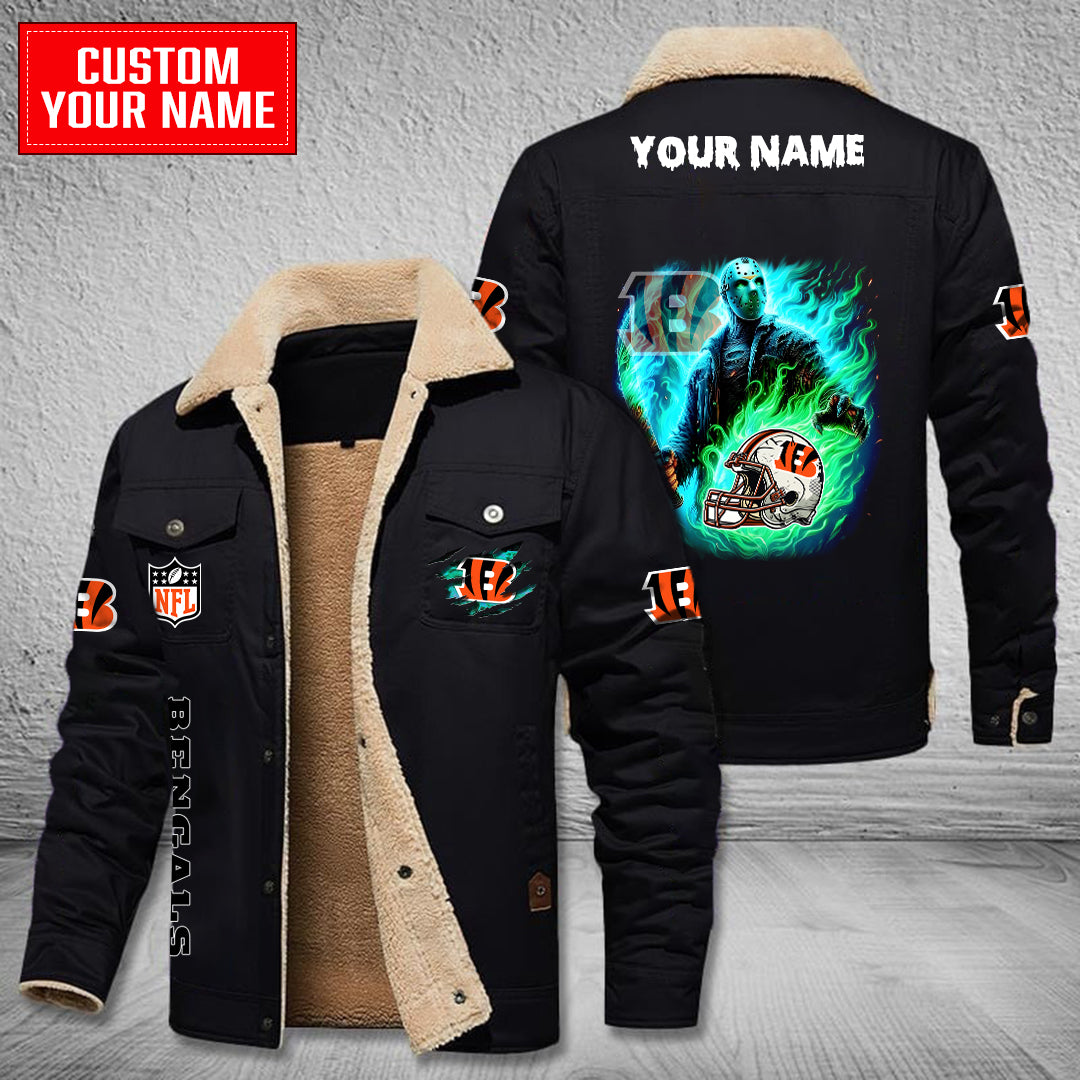 Cincinnati Bengals Halloween Collection Winter Fleece Bomber Jacket AZCAWFBJ000051
