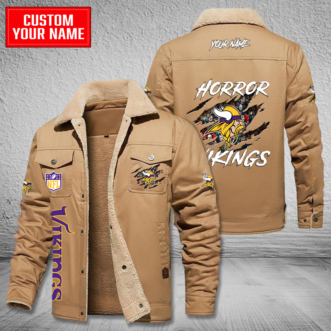 Minnesota Vikings Halloween Horror Collection Winter Fleece Bomber Jacket AZCAWFBJ000073
