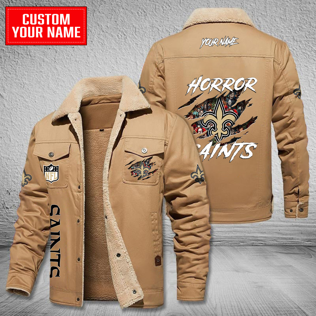 New Orleans Saints Halloween Horror Collection Winter Fleece Bomber Jacket AZCAWFBJ000074