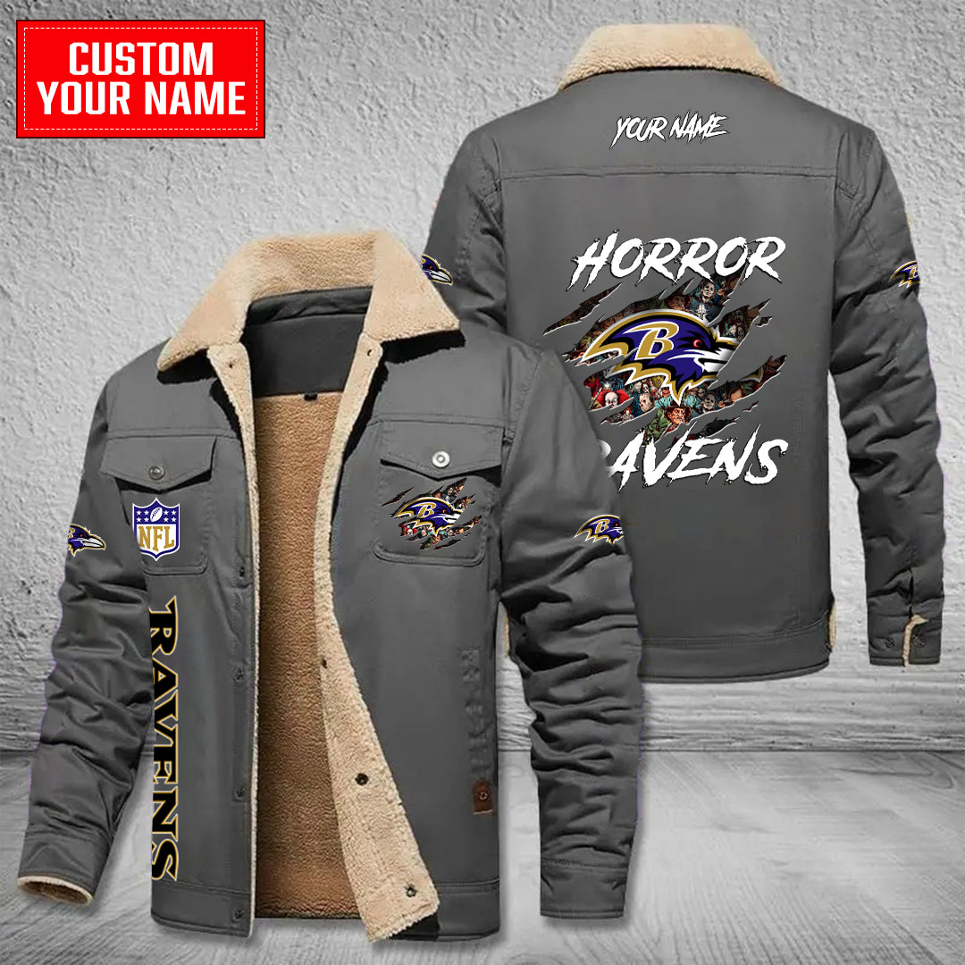 Baltimore Ravens Halloween Horror Collection Winter Fleece Bomber Jacket AZCAWFBJ000081