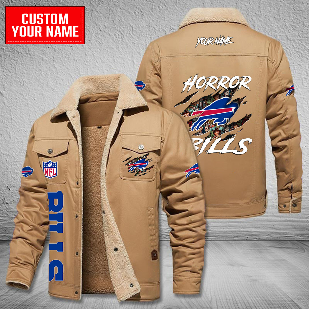 Buffalo Bills Halloween Horror Collection Winter Fleece Bomber Jacket AZCAWFBJ000082