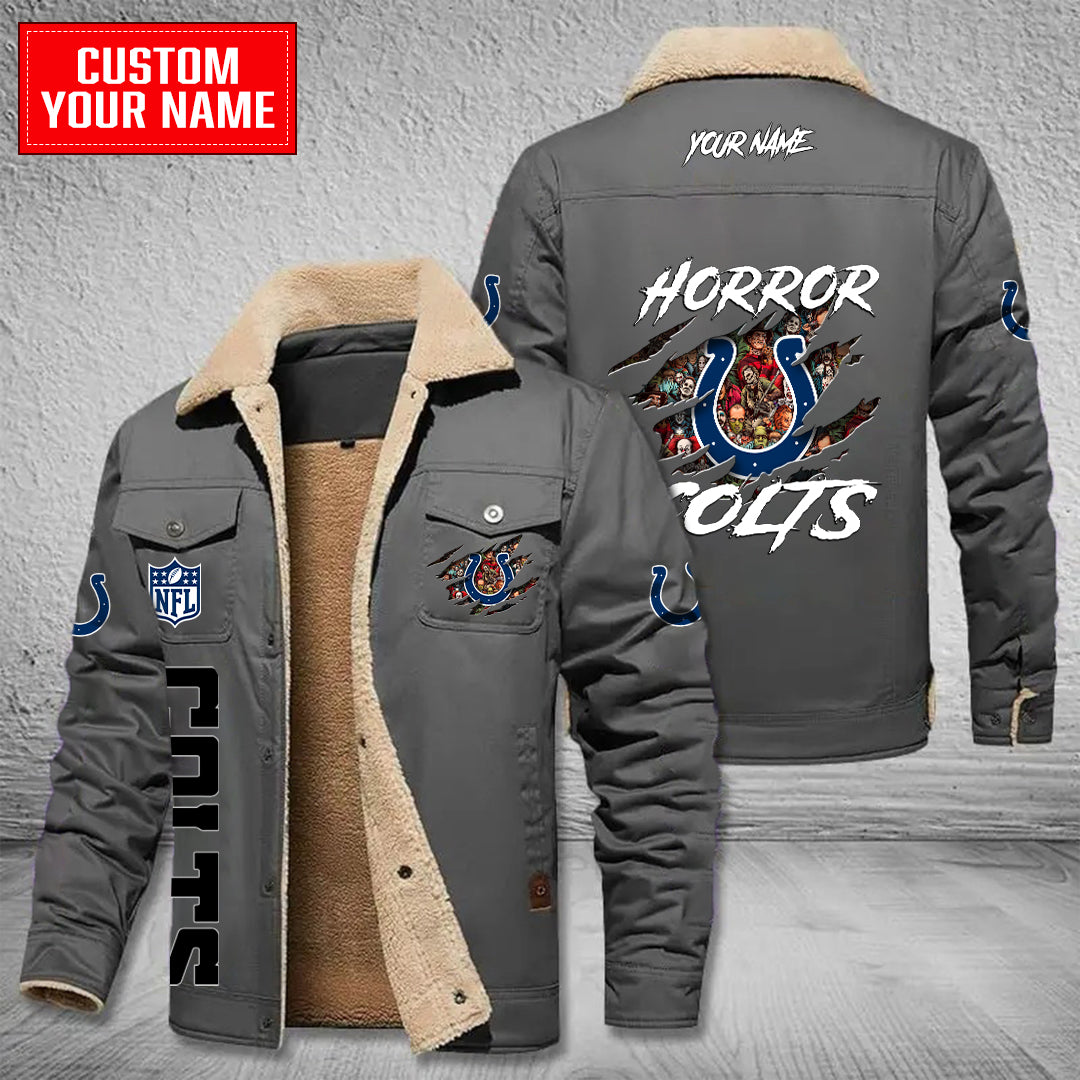 Indianapolis Colts Halloween Horror Collection Winter Fleece Bomber Jacket AZCAWFBJ000087