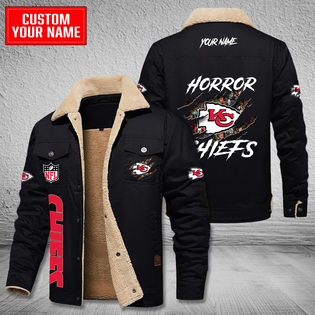 Kansas City Chiefs Halloween Horror Collection Winter Fleece Bomber Jacket AZCAWFBJ000089
