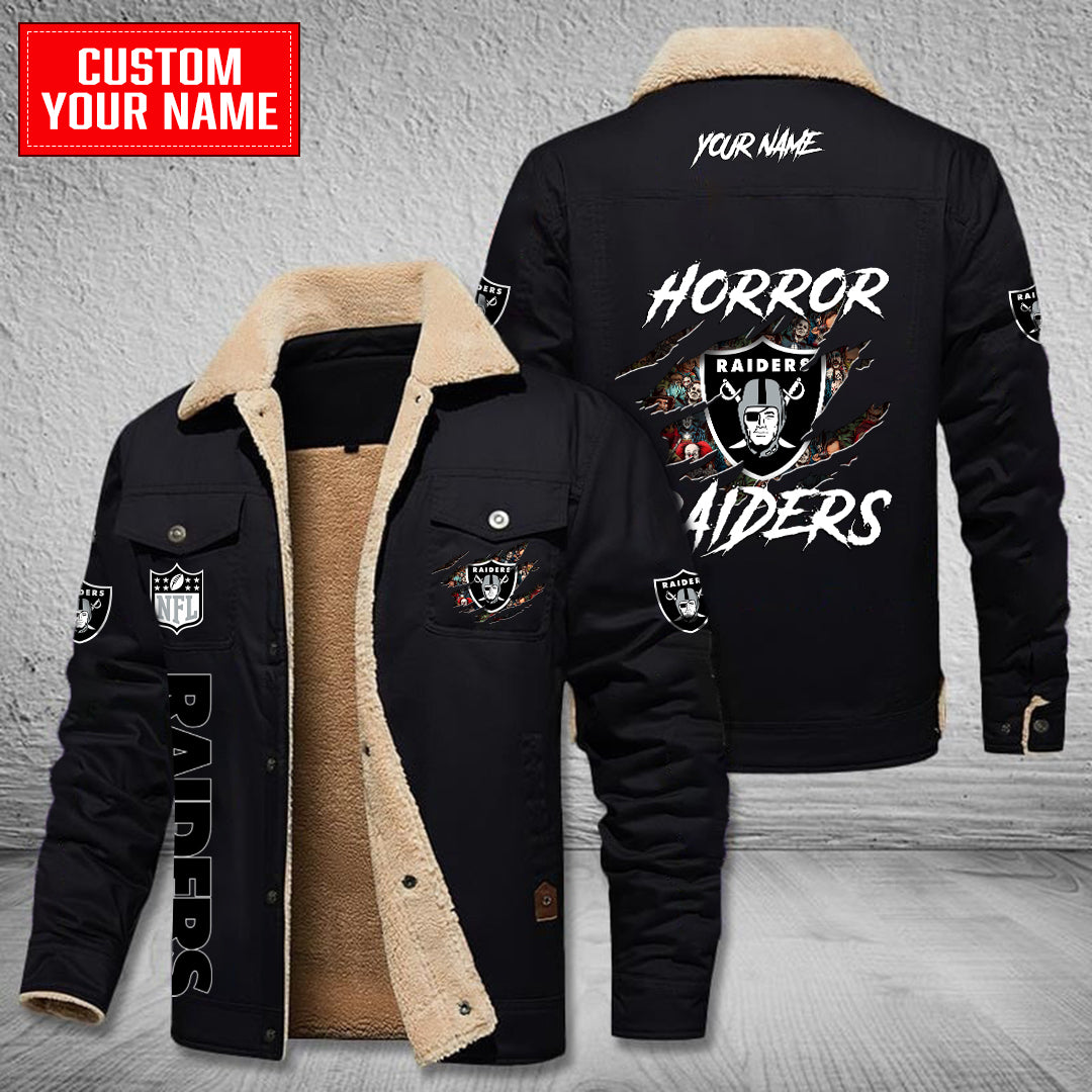 Las Vegas Raiders Halloween Horror Collection Winter Fleece Bomber Jacket AZCAWFBJ000090