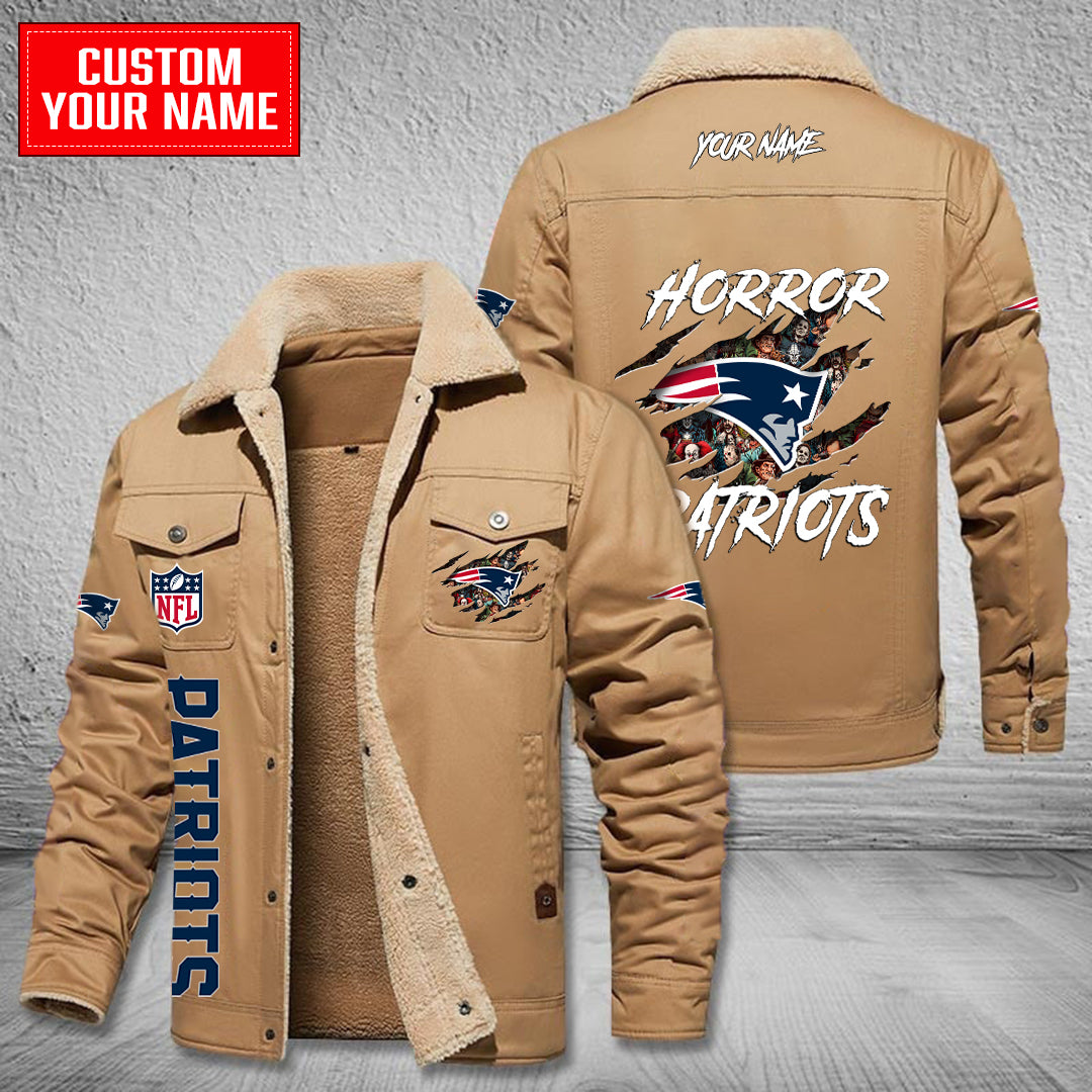 New England Patriots Halloween Horror Collection Winter Fleece Bomber Jacket AZCAWFBJ000093